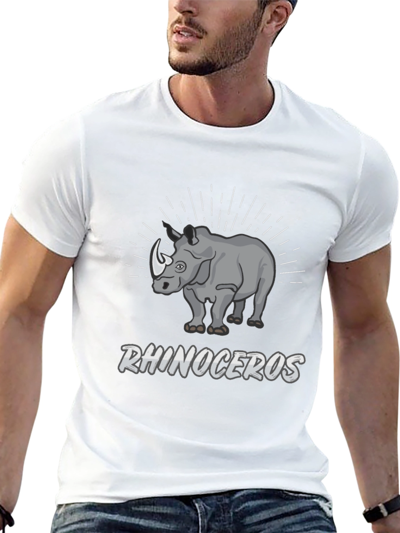 Rhinoceros Graphic Print Black T-Shirt