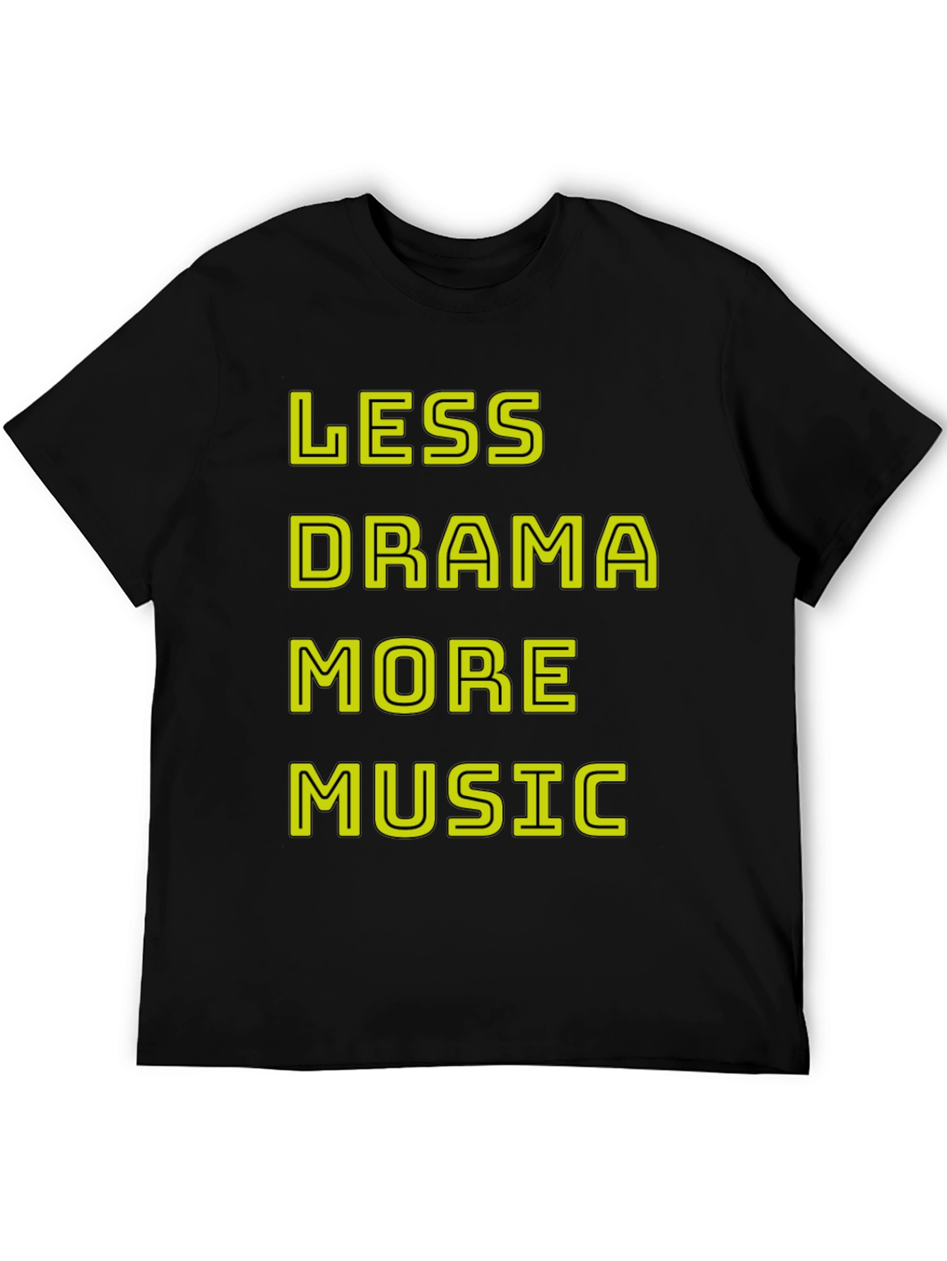 Less Drama More Music Black Graphic T-Shirt