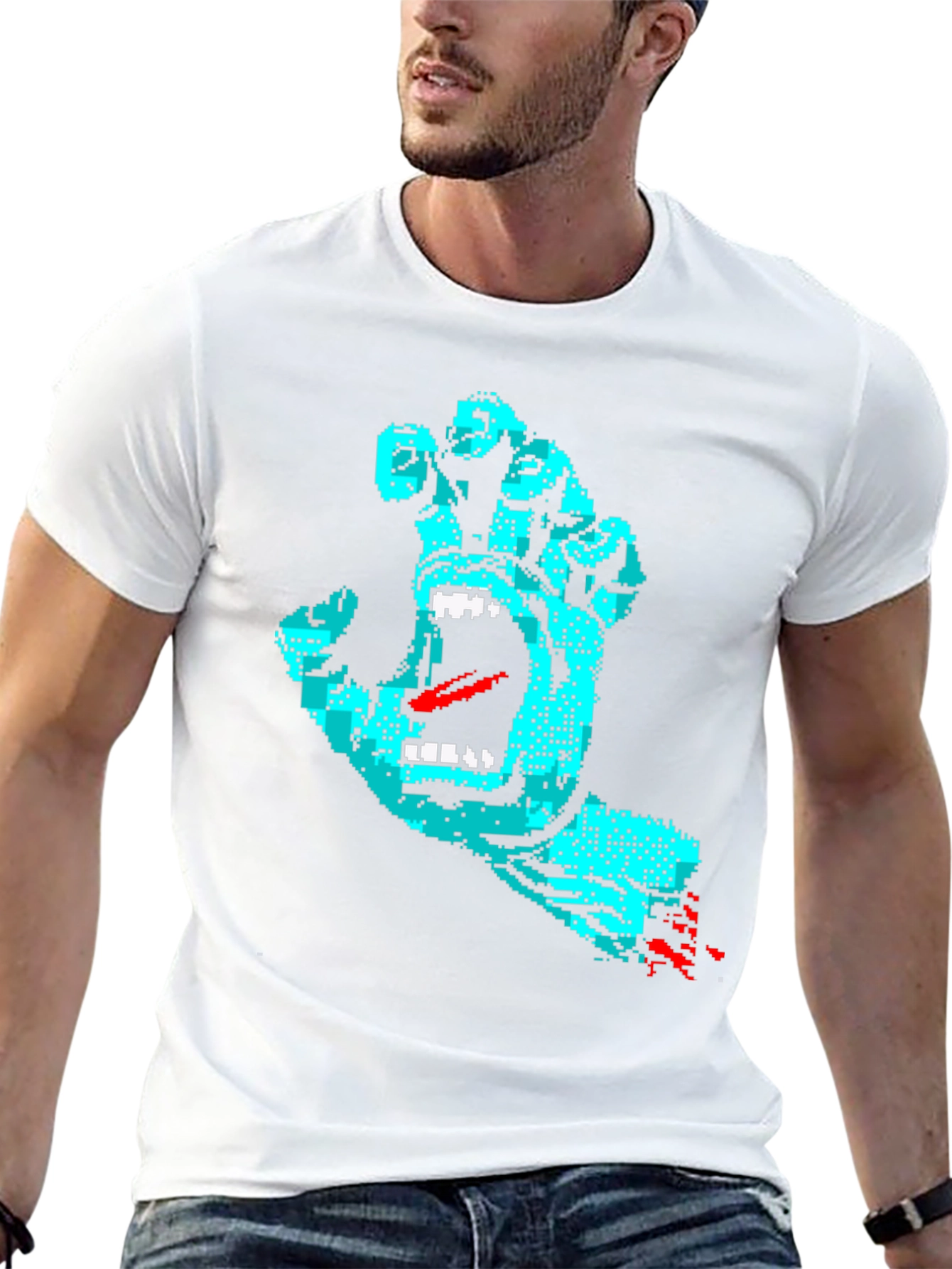 Pixelated Screaming Hand Graphic Tee