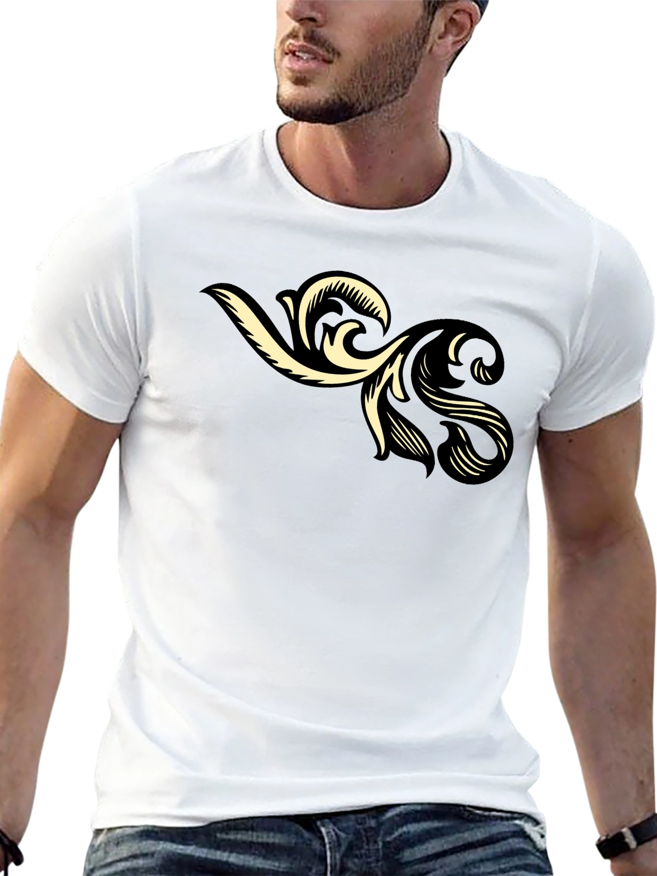 Stylish Black T-Shirt with Floral Graphic Print