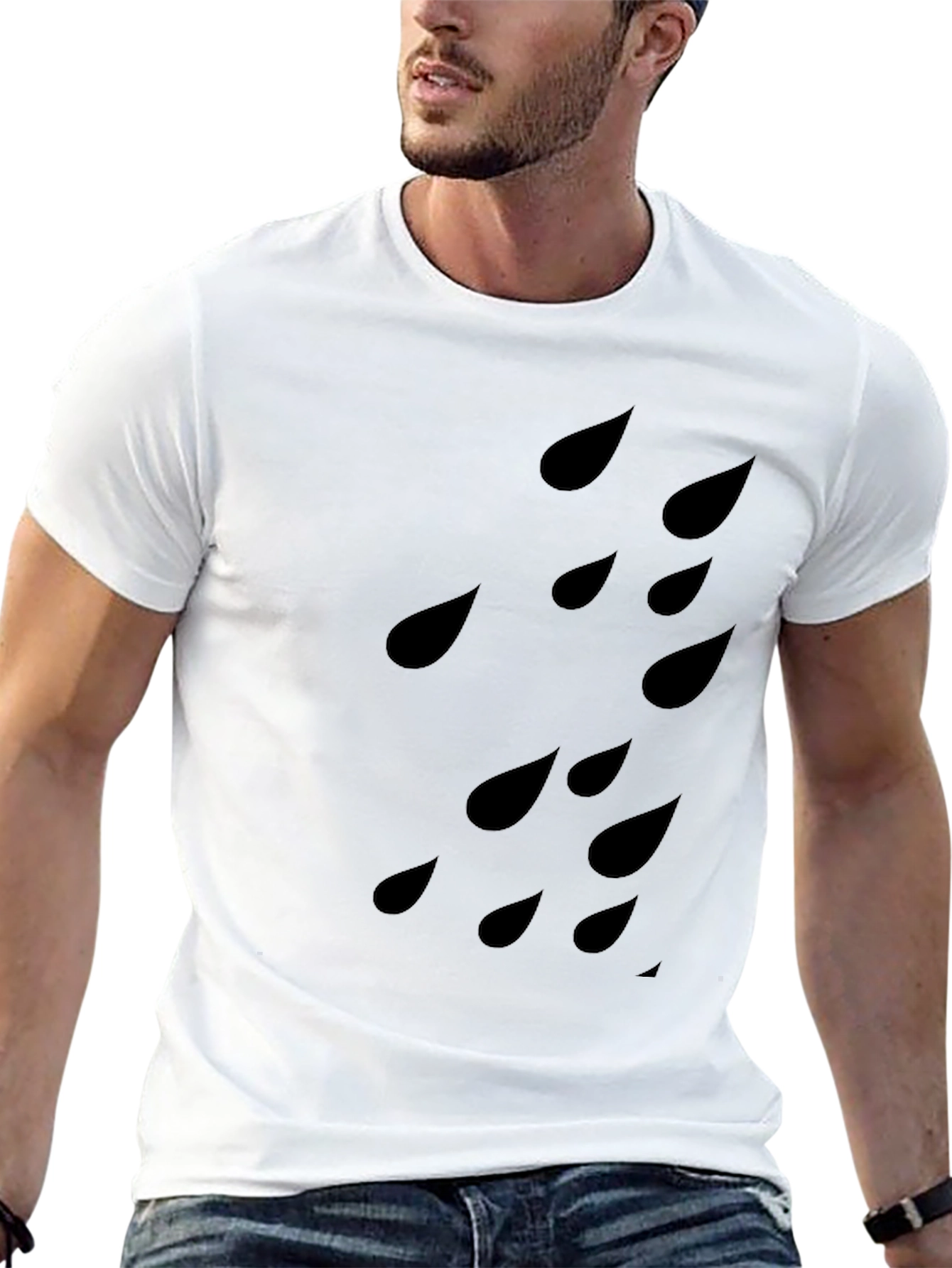 Raindrop Patterned Black T-Shirt