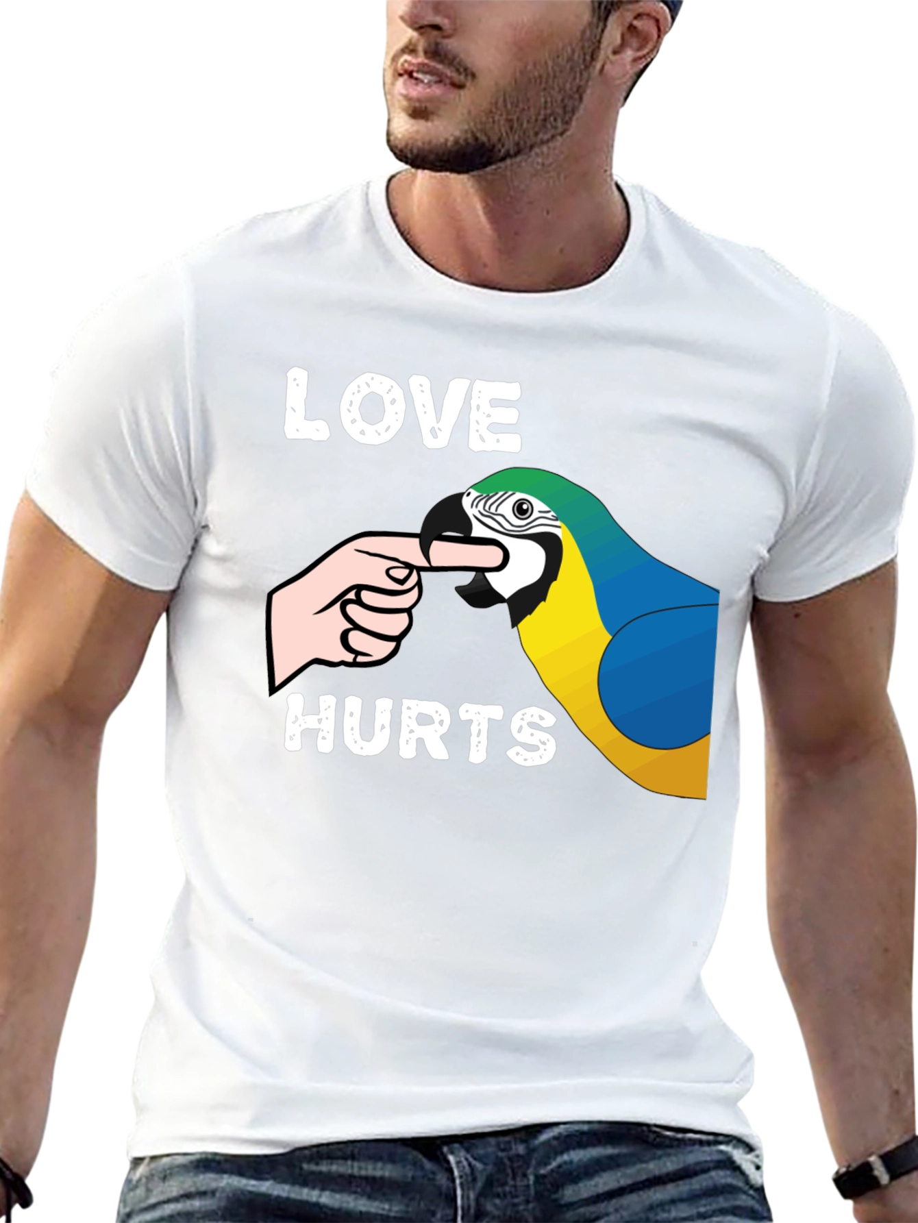 Love Hurts Parrot T-Shirt Funny Bird Lover Tee