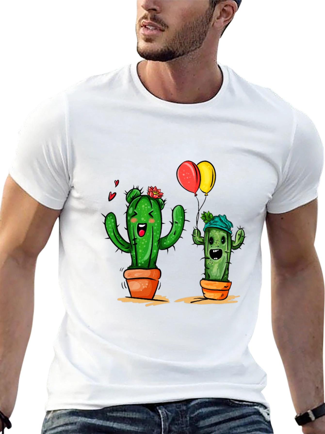 Cactus Love Graphic Tee - Black Cotton T-Shirt