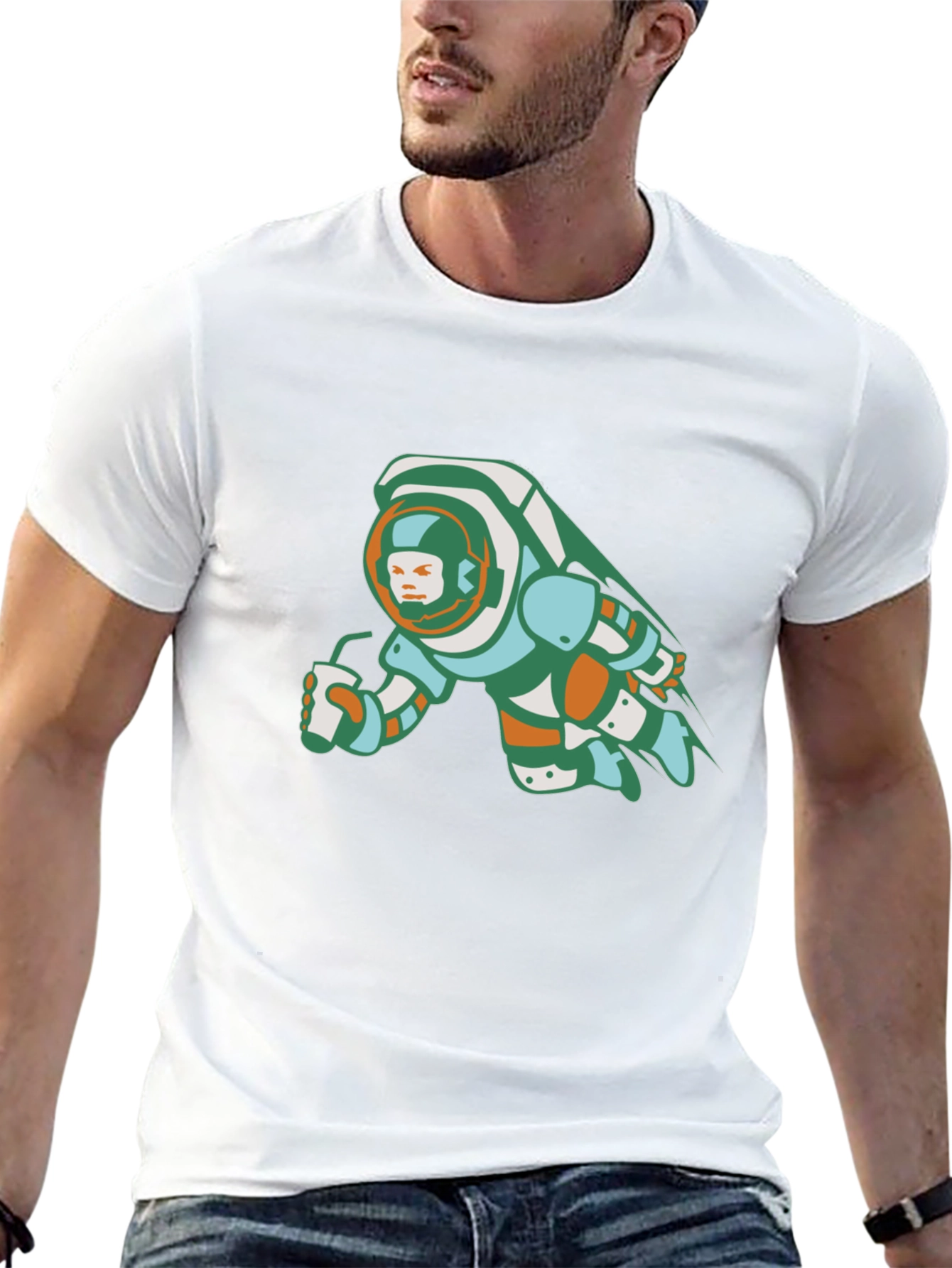 Astronaut Sipping Graphic Tee - Black