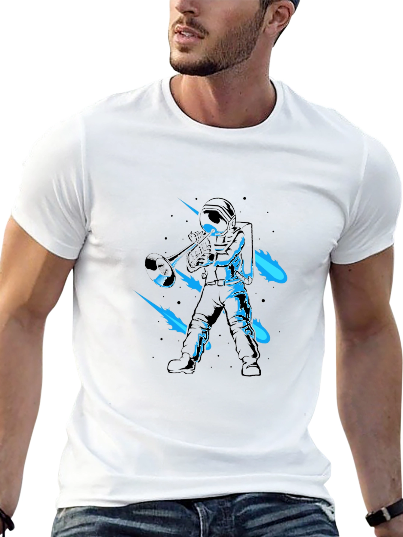 Astronaut Trumpet T-Shirt - Space Musician Tee