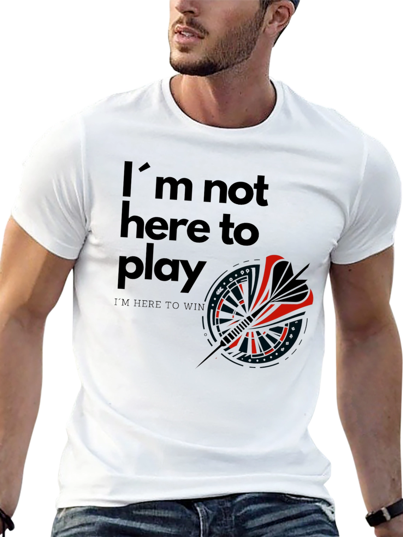 Im Here to Win Black Graphic T-Shirt