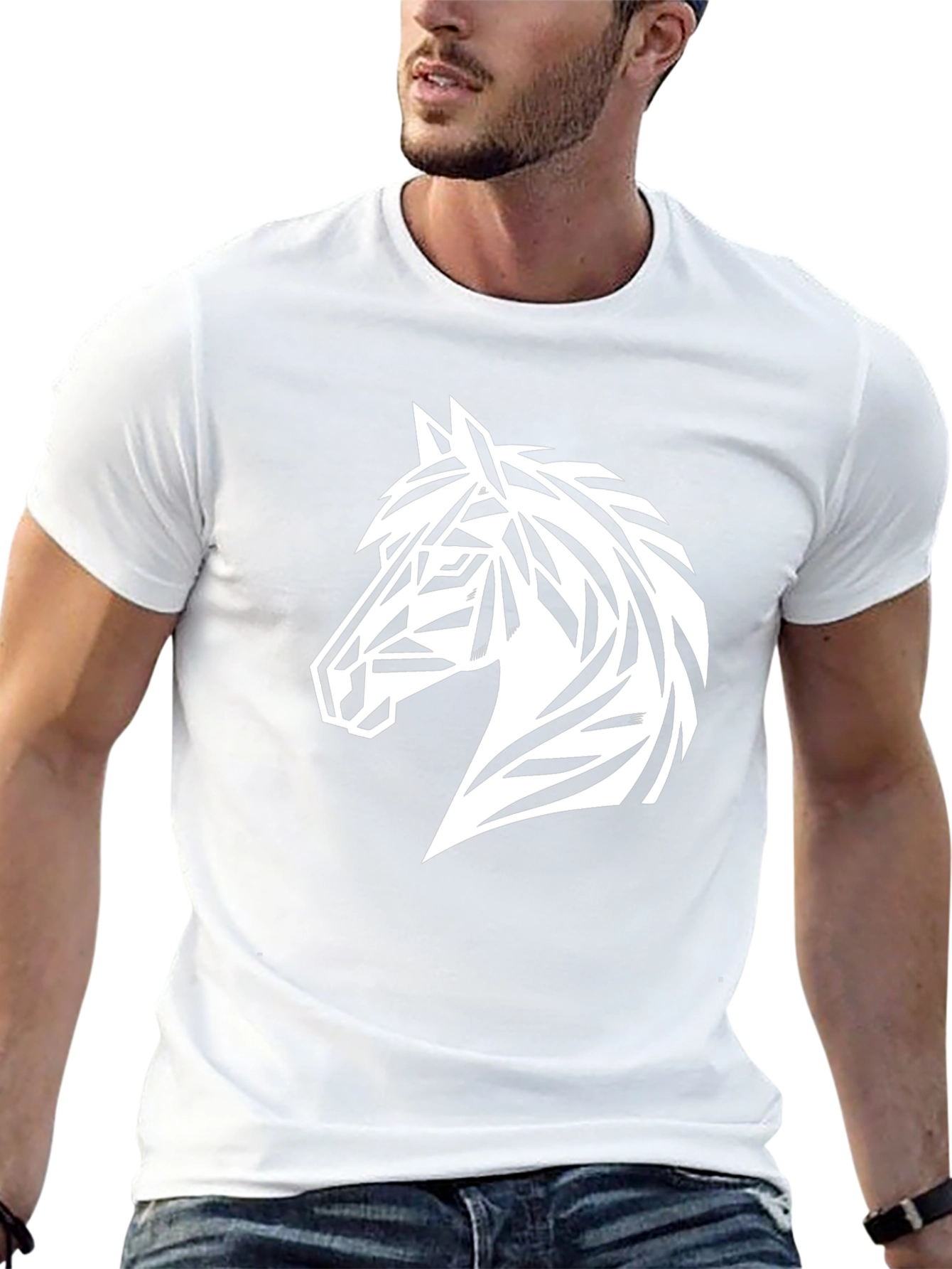 Geometric Horse Graphic Tee - Black