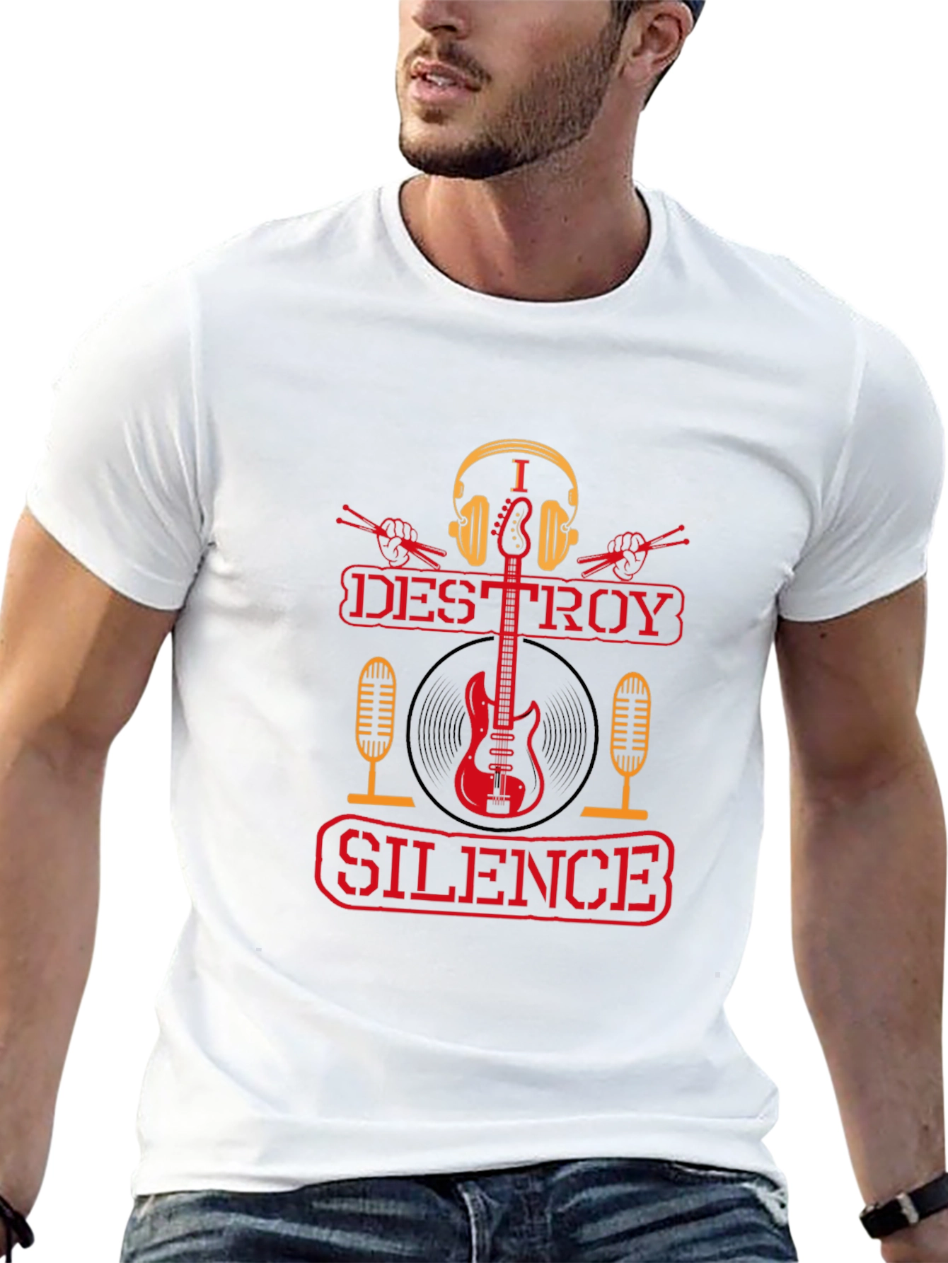 I Destroy Silence Black Graphic T-Shirt