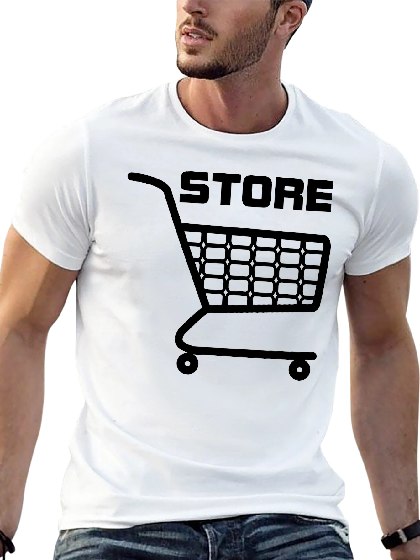Black Shopping Cart Store Graphic T-Shirt