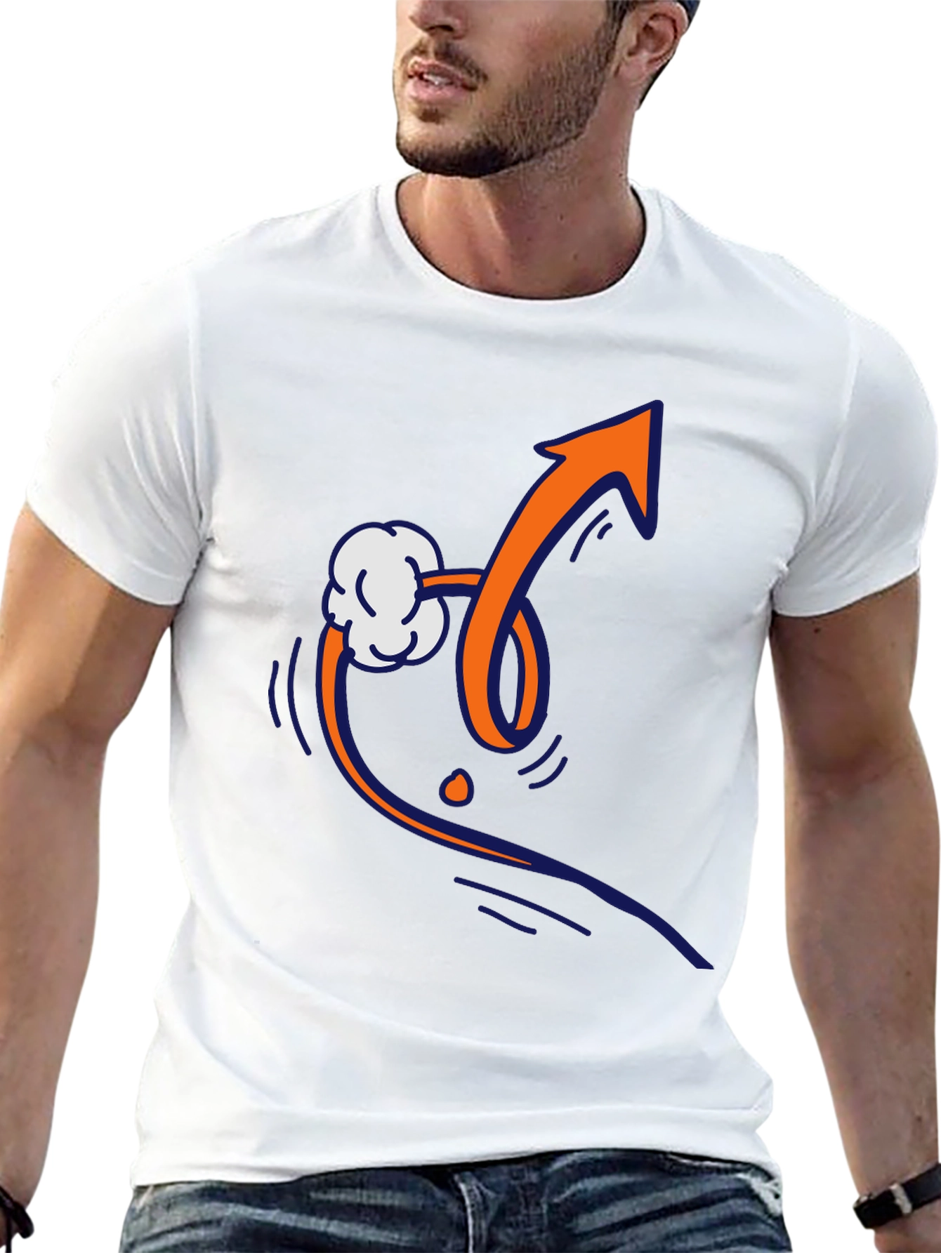 Trendy Graphic Tee - Arrow and Cloud Design
