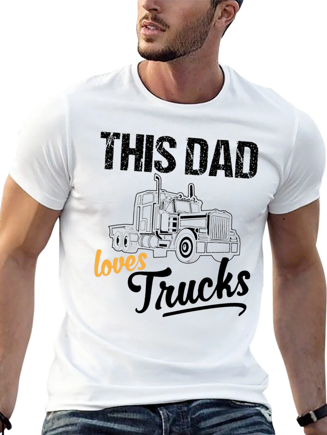 This Dad Loves Trucks T-Shirt - Black