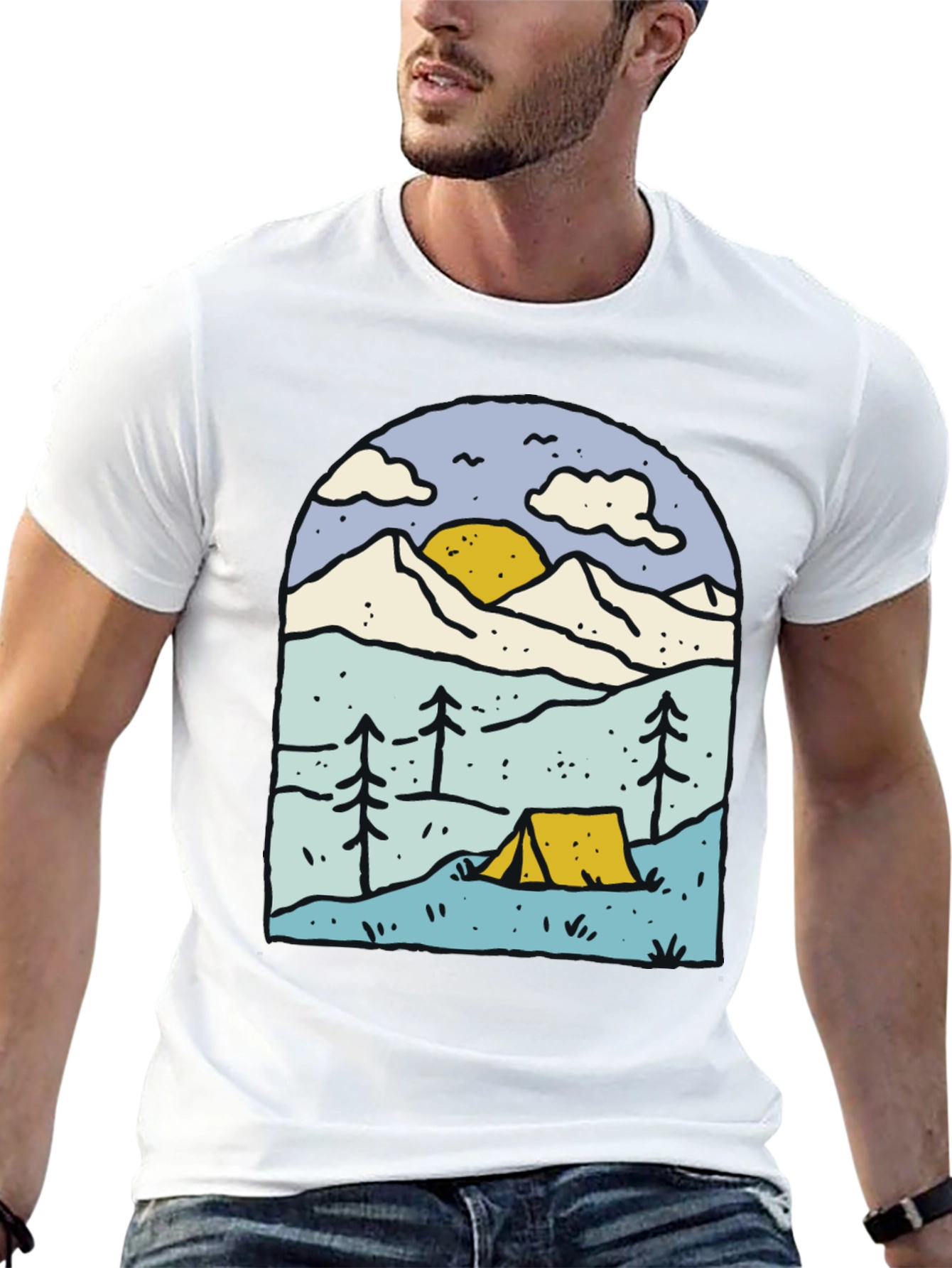 Camping Adventure Graphic Tee - Black