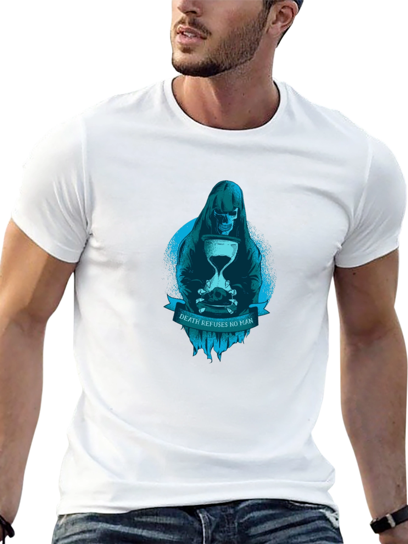 Grim Reaper Death Refuses No Man Graphic T-Shirt