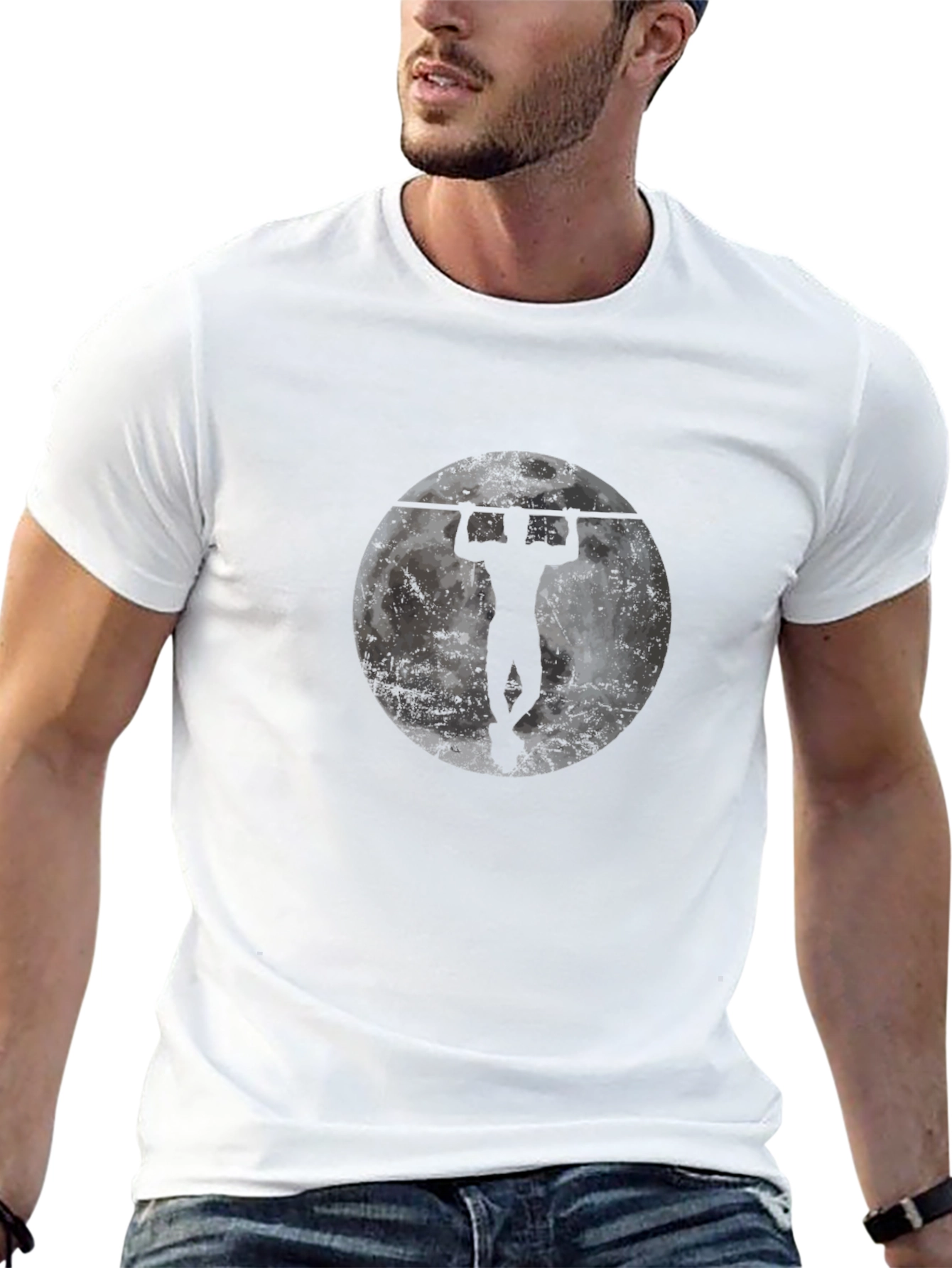 Pull-Up Moon Graphic Tee - Strength & Fitness