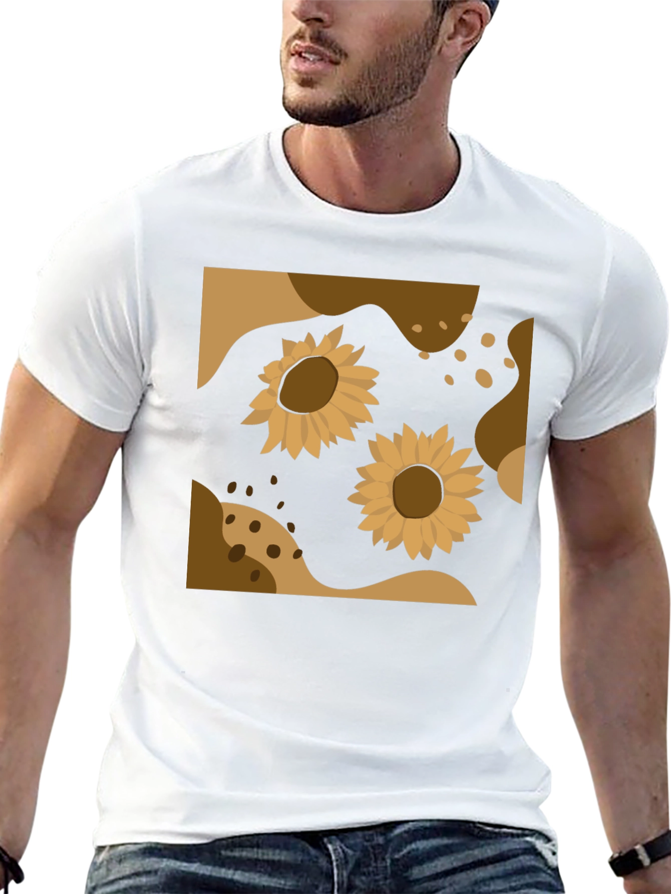 Sunflower Abstract Graphic Black Tee
