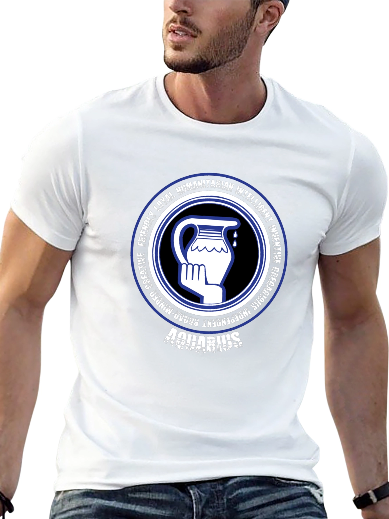 Aquarius Zodiac T-Shirt - Black Graphic Tee