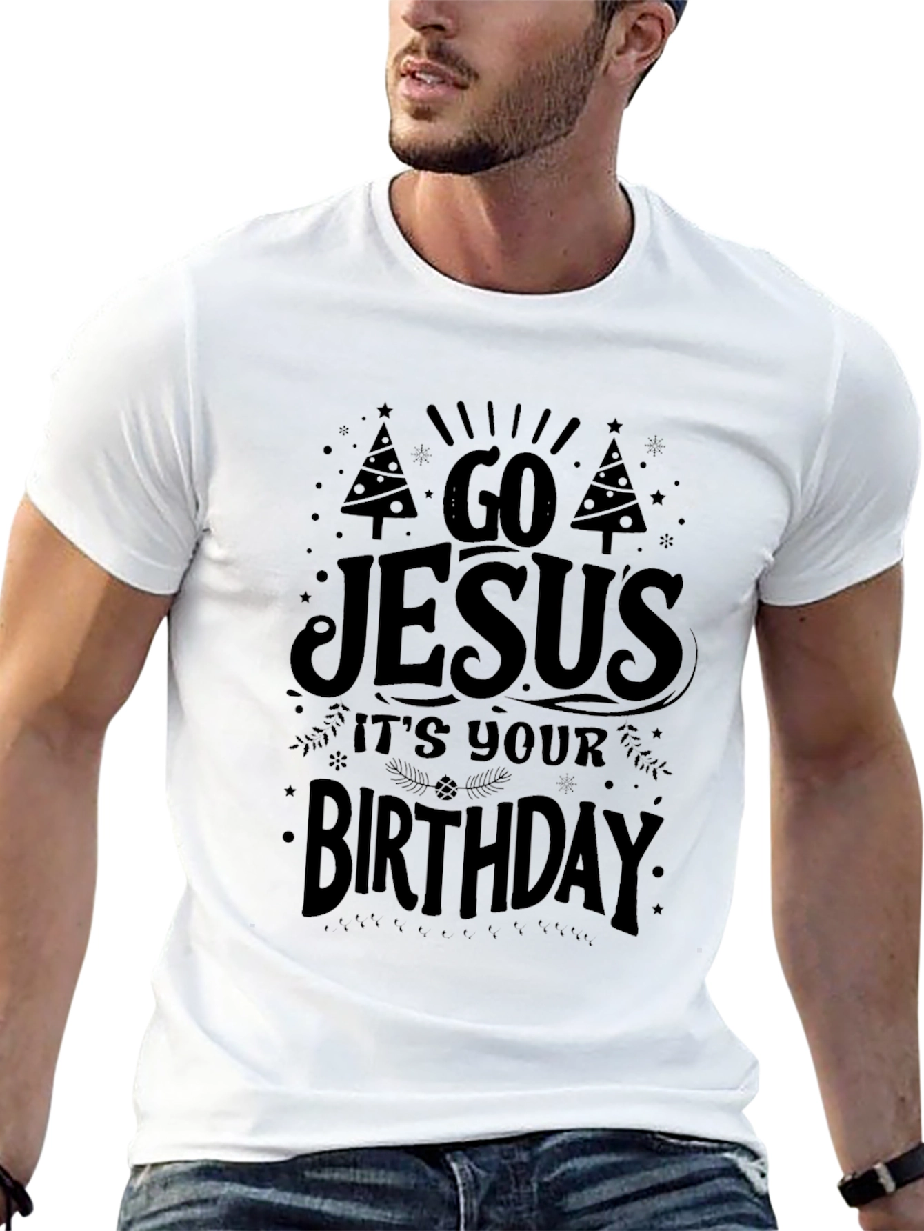 Go Jesus Its Your Birthday Black Graphic Tee