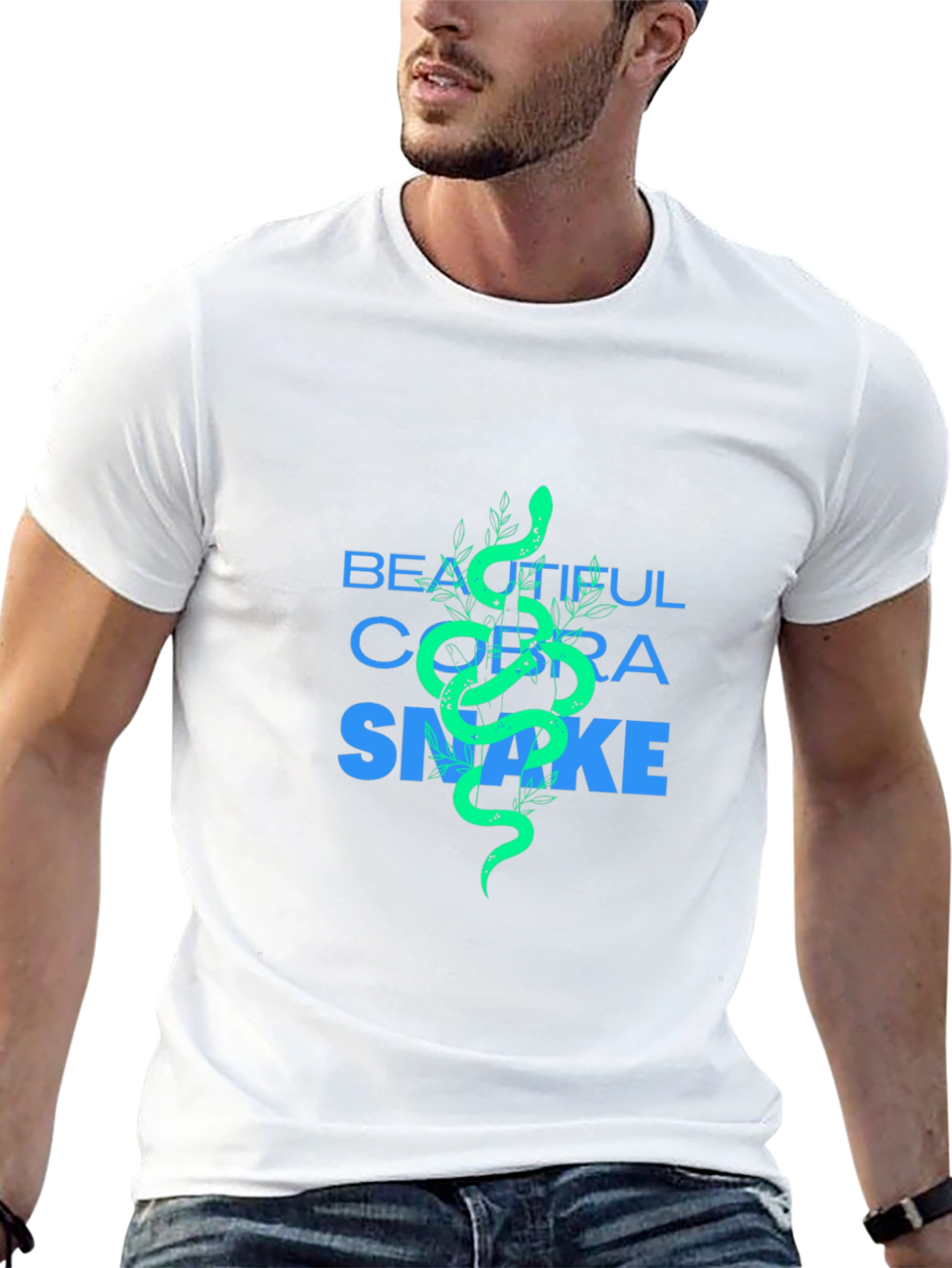 Beautiful Cobra Snake Graphic Tee - Black
