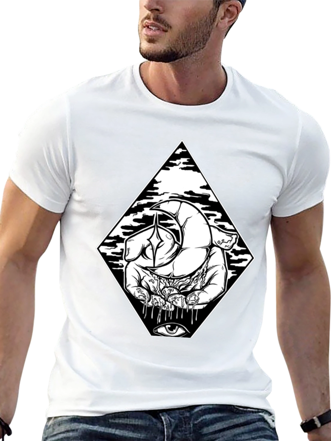Mystic Hand Graphic Tee - Black Cotton T-Shirt