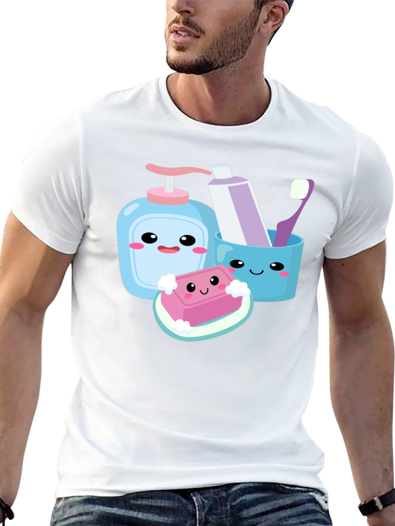 Kawaii Hygiene Cartoon Graphic T-Shirt