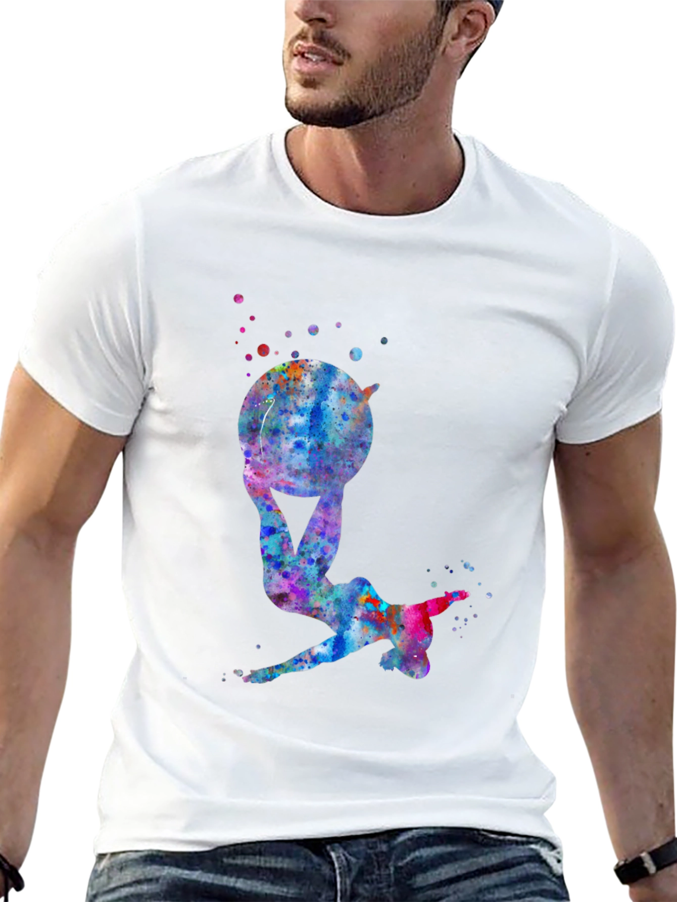 Gymnast Watercolor Black T-Shirt