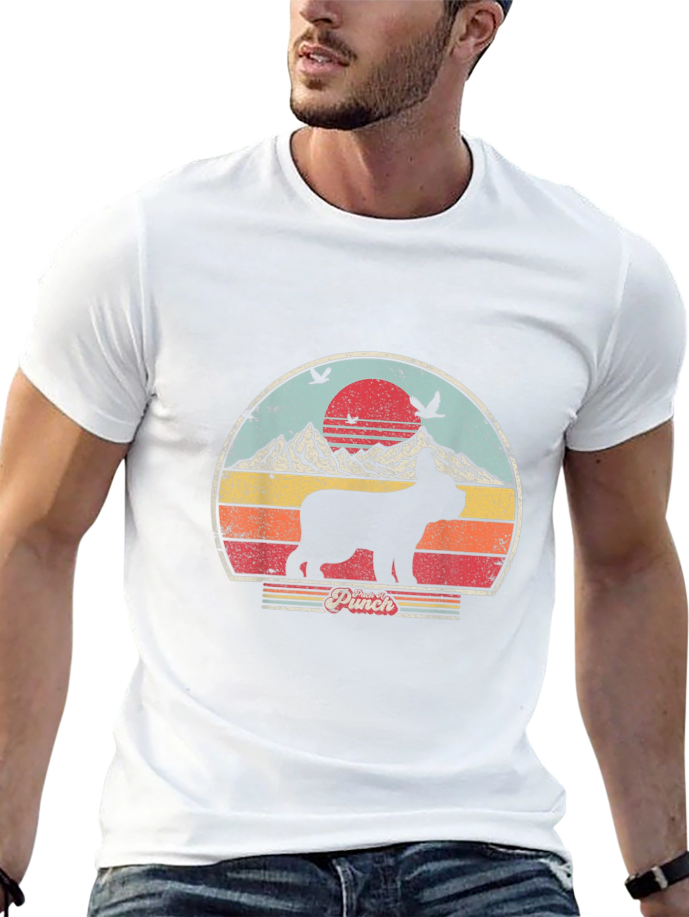 Retro Dog Graphic Tee - Black Cotton Blend