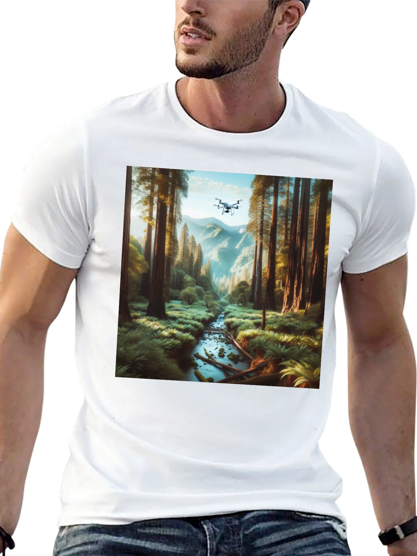 Drone Vista Tee - Nature & Tech Fusion