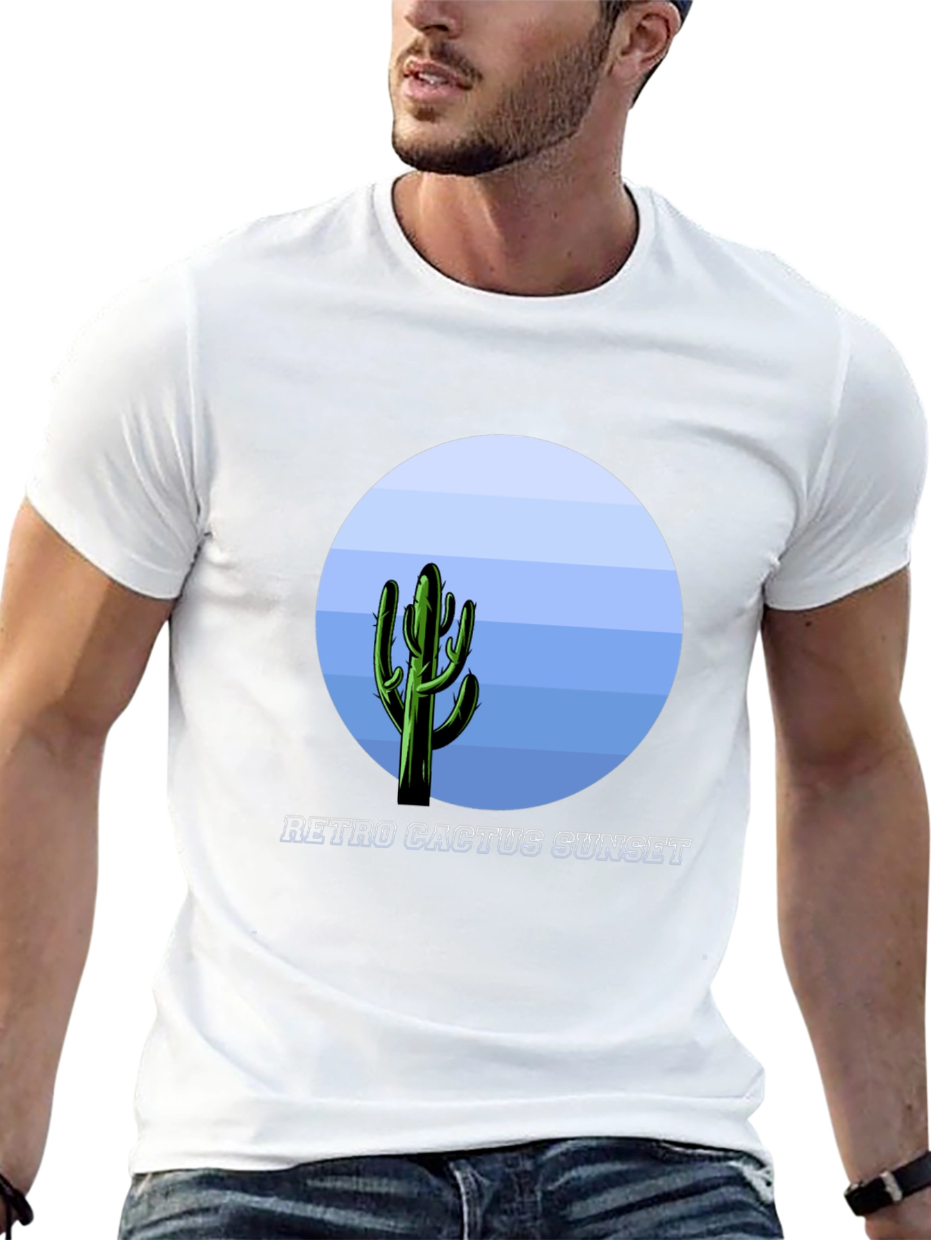 Retro Cactus Sunset Graphic T-Shirt