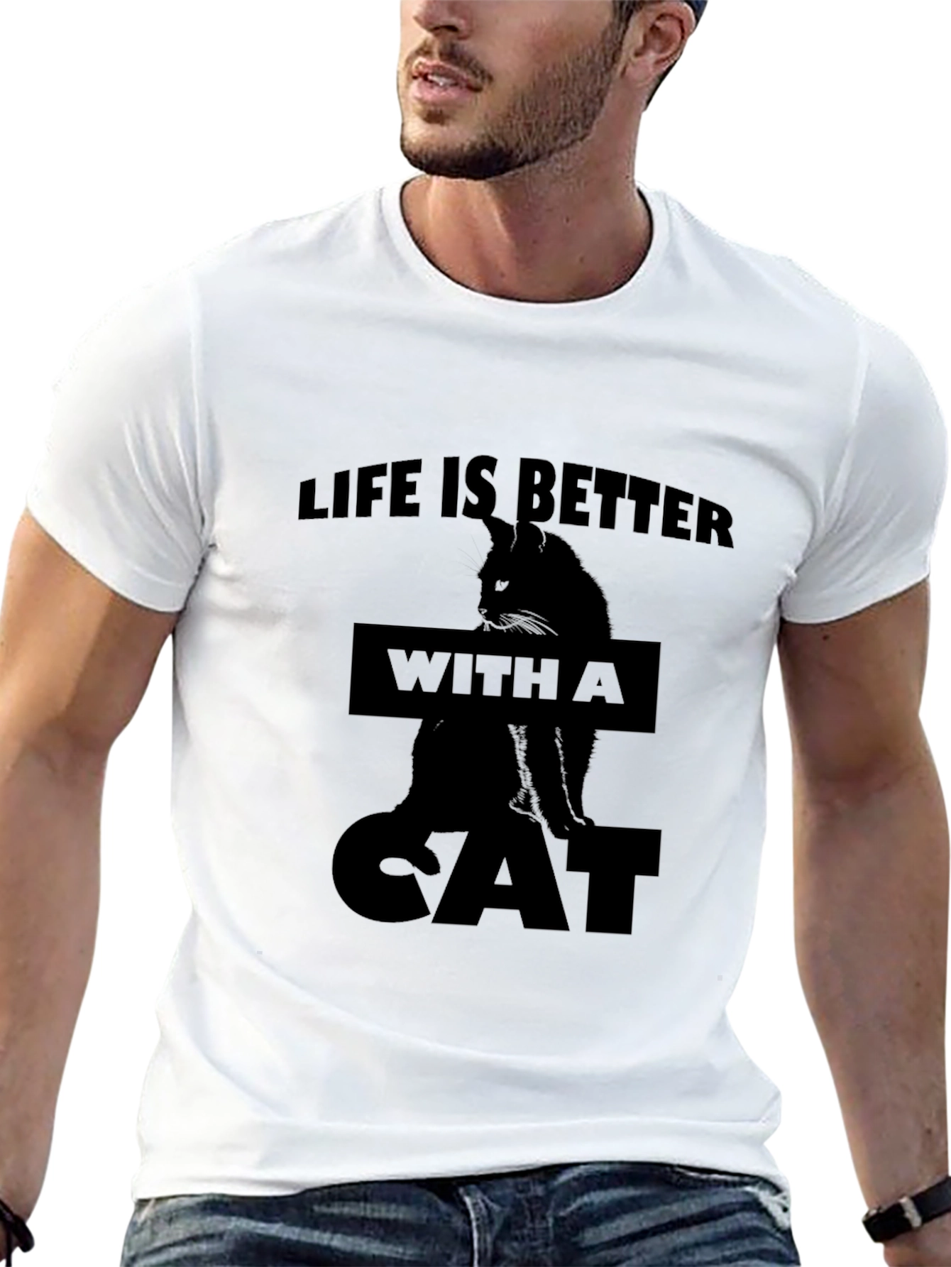 Life is Better with a Cat Black T-Shirt