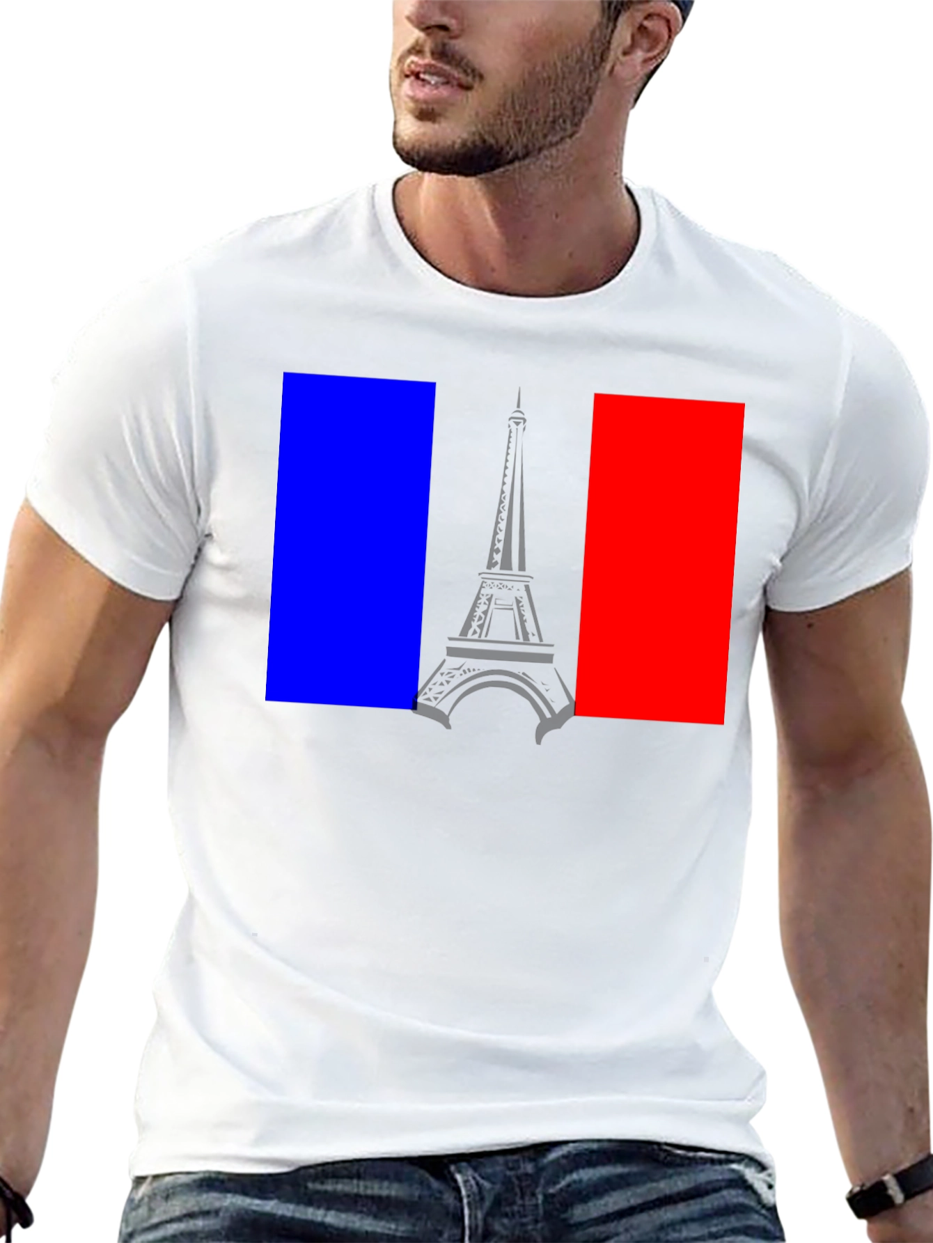 Paris Eiffel Tower French Flag Graphic T-Shirt