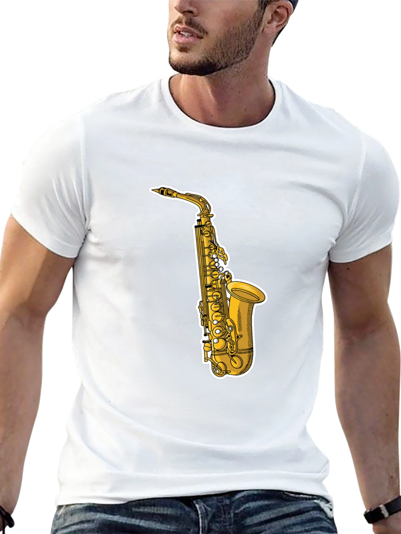 Saxophone Graphic Tee - Cool Black T-Shirt