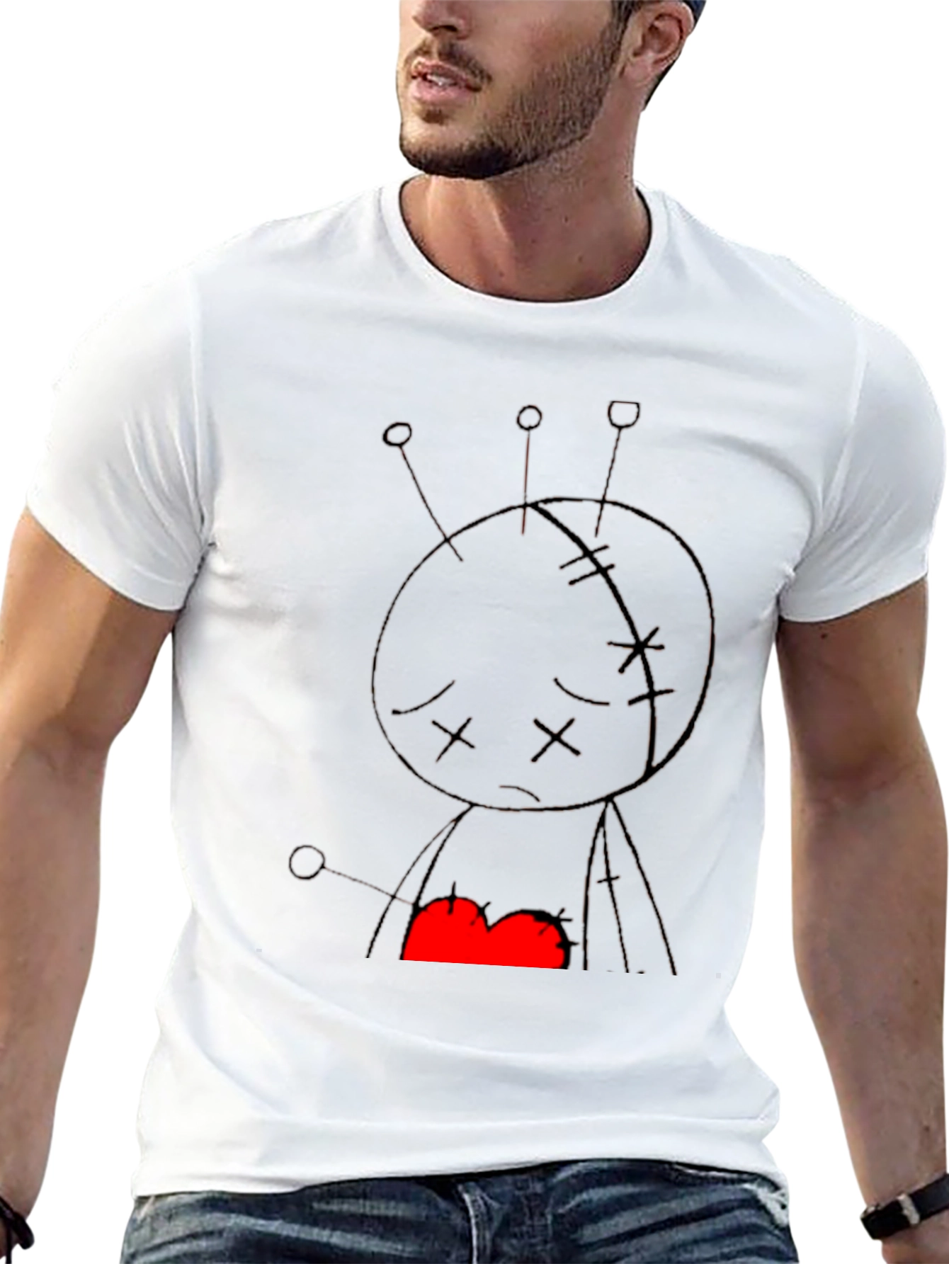 Voodoo Doll Graphic Print Black Tee