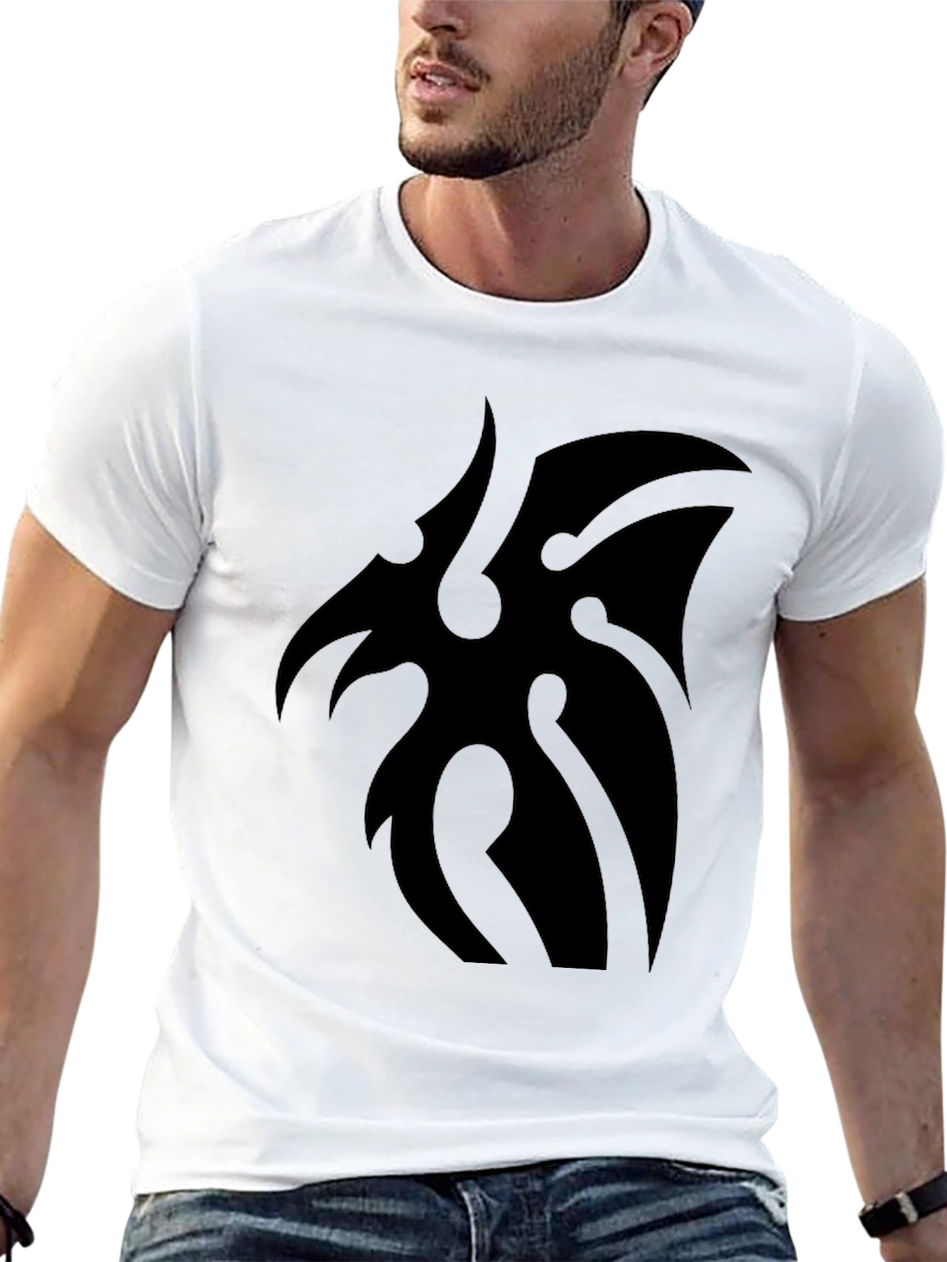 Mens Black Tribal Graphic Tee - Casual Style