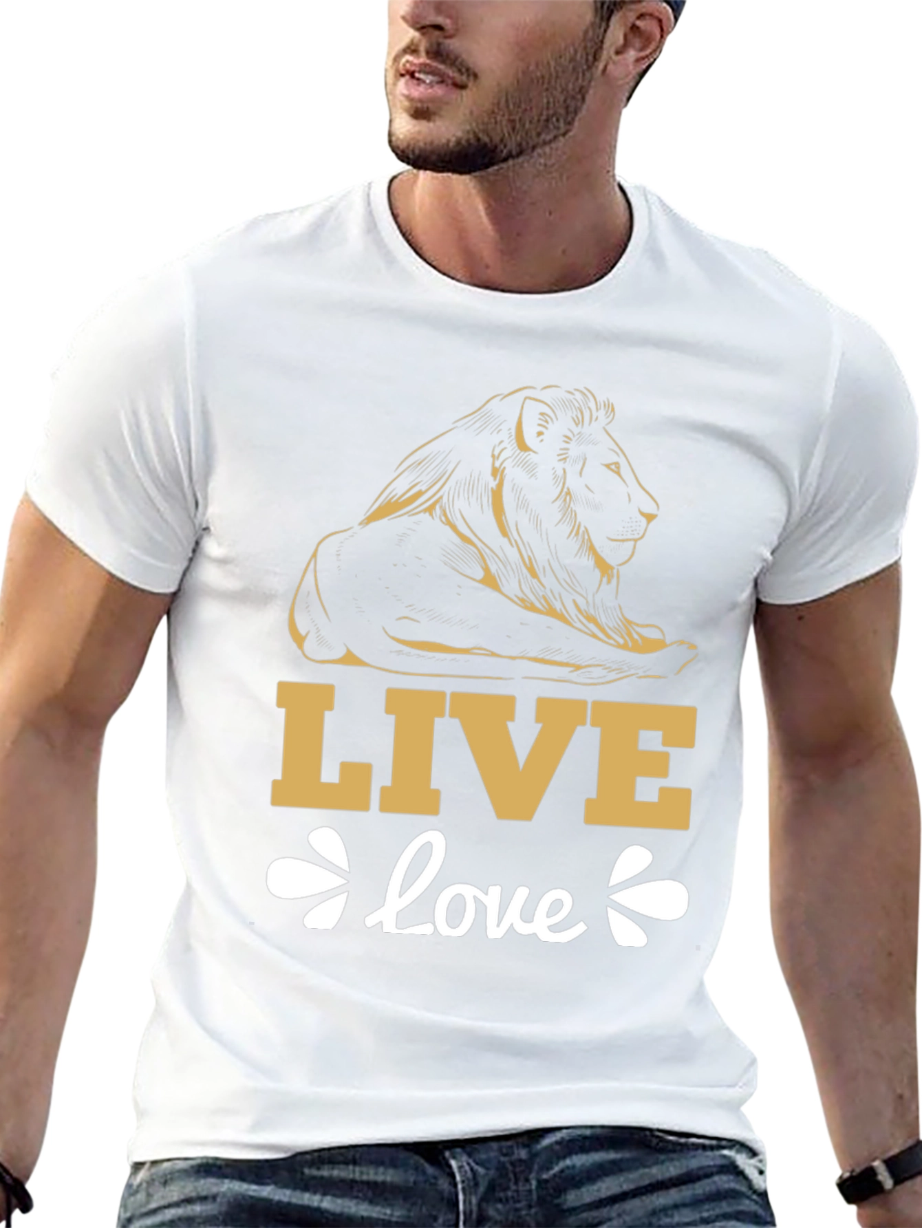 Live Love Lion Graphic Tee - Black Cotton T-Shirt