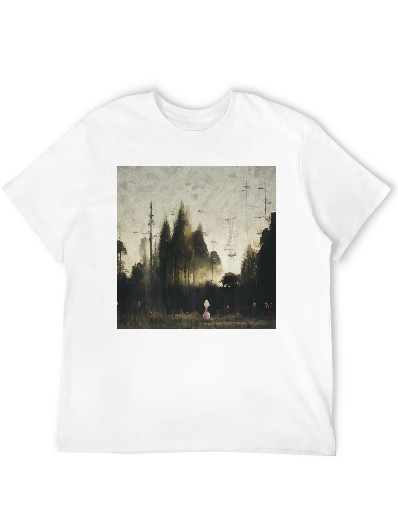 Eerie Forest Print Black T-Shirt