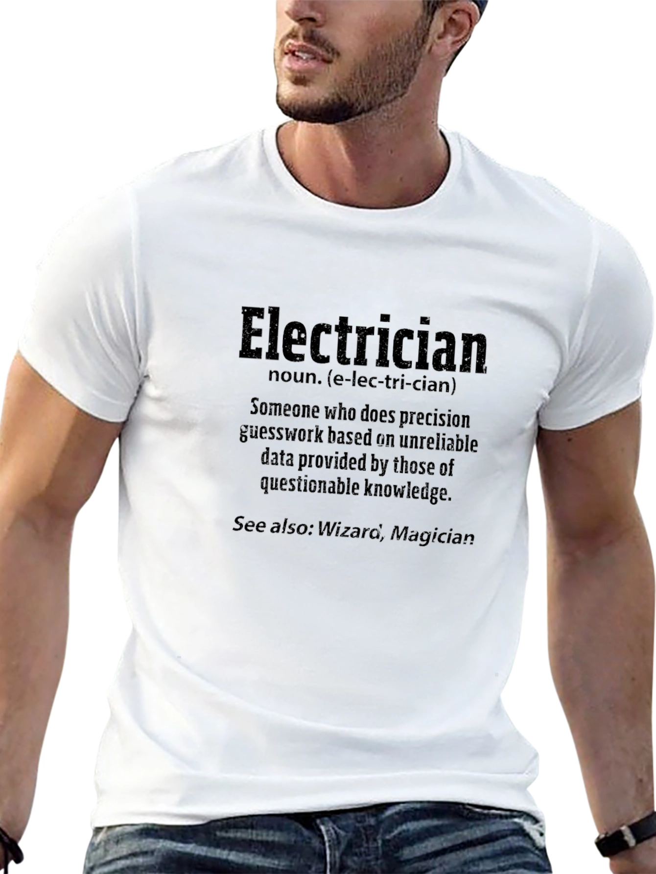 Electrician Definition Black T-Shirt - Funny Job Tee