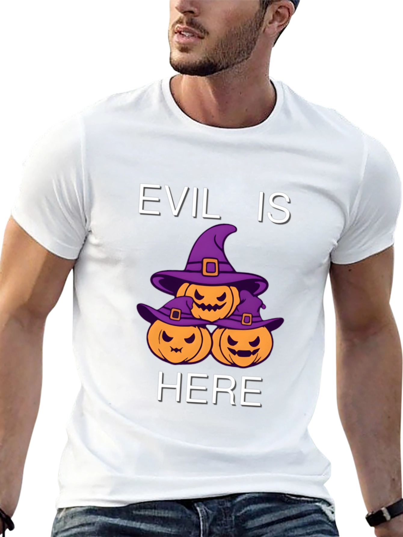 Evil Is Here Halloween Pumpkin T-Shirt
