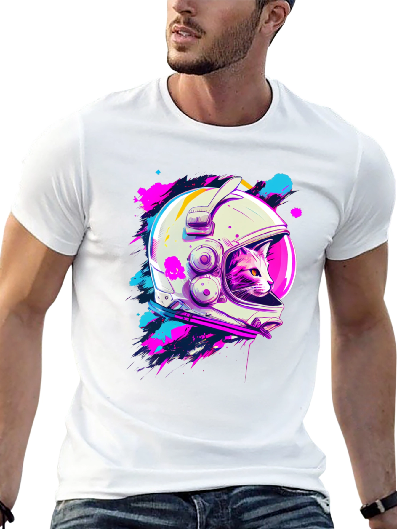 Astronaut Cat Graphic T-Shirt - Space Kitty Tee
