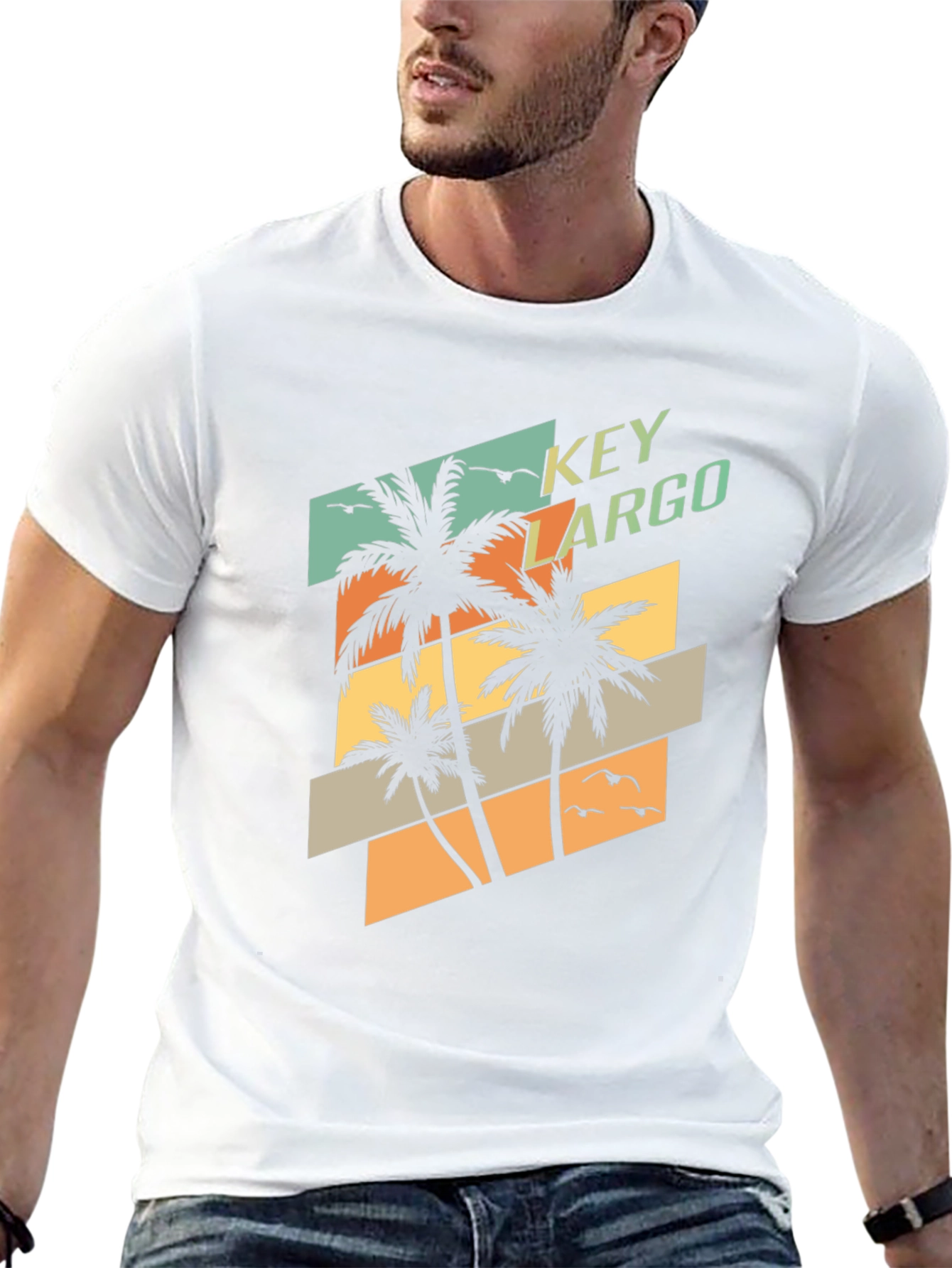 Key Largo Palm Tree T-Shirt - Retro Beach Vibes