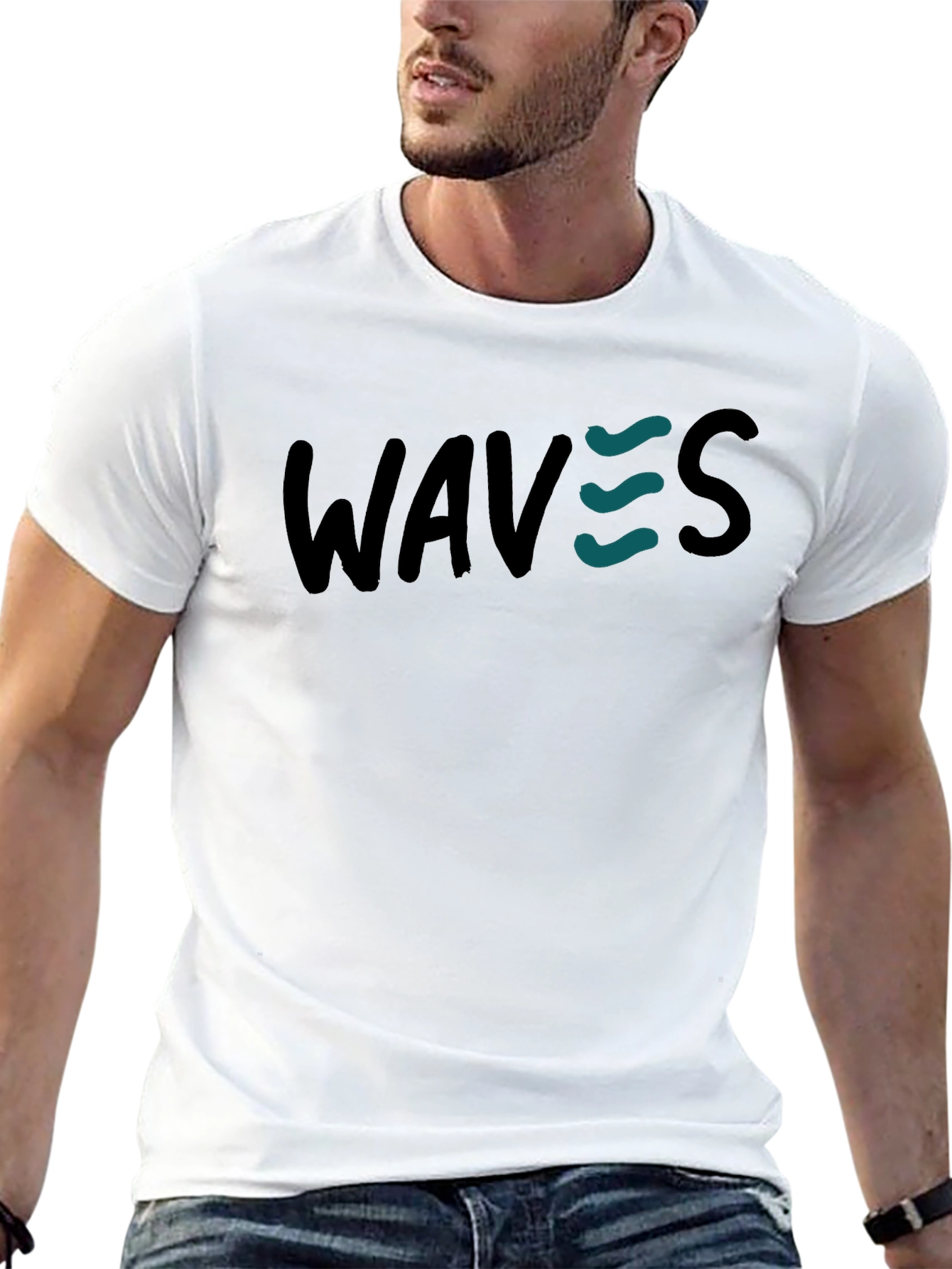 WAVES Graphic Print T-Shirt - Casual Style