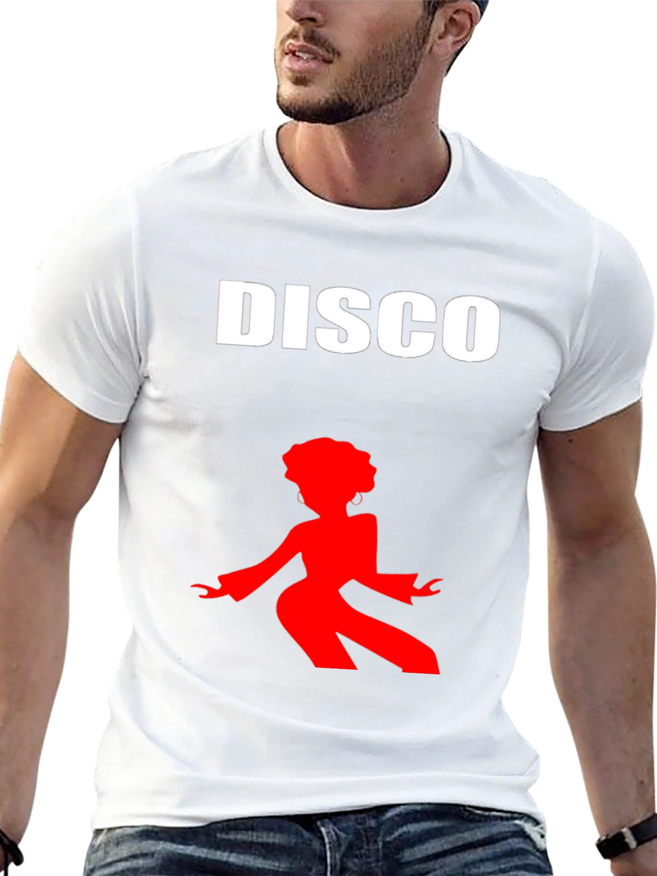 Retro Disco Graphic Tee - Black Cotton T-Shirt