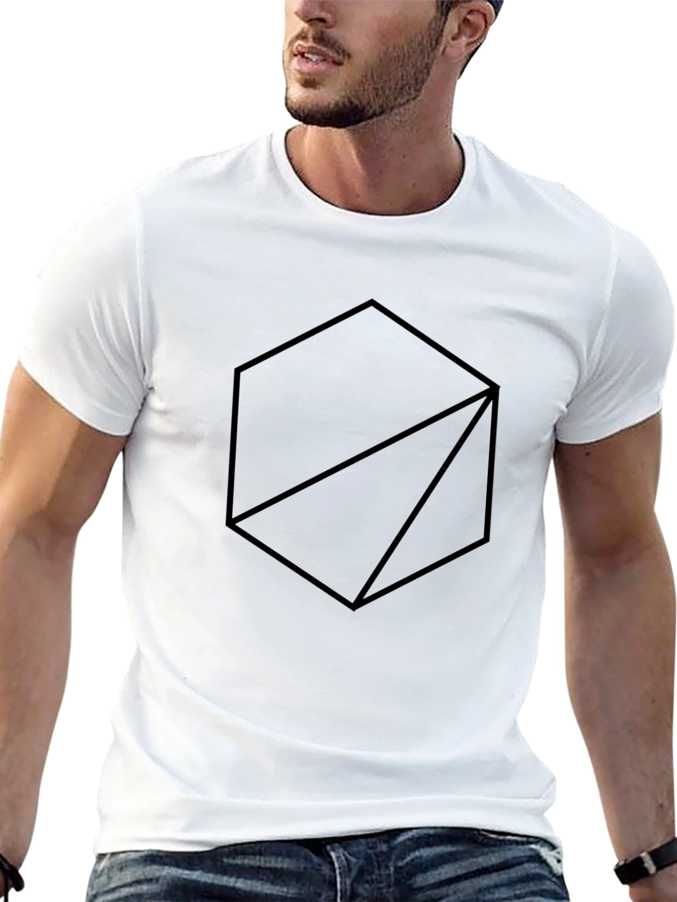 Geometric Graphic Tee - Modern Design in Black