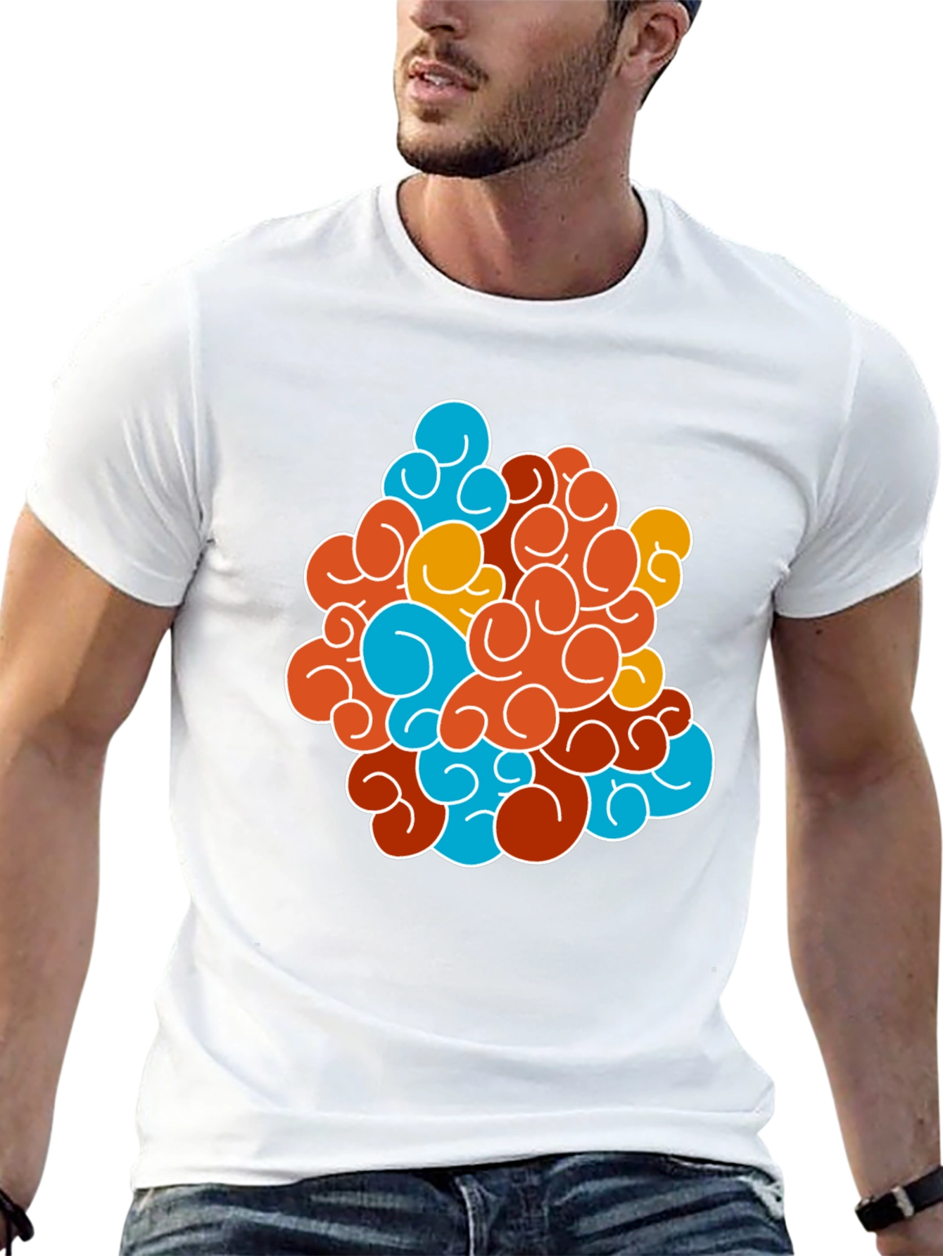 Funky Swirl Design Black T-Shirt