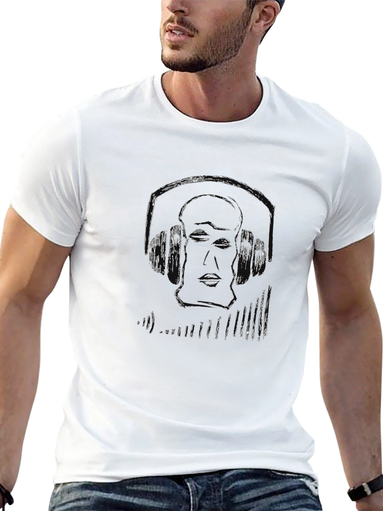 Black Graphic Tee - DJ Headphones Design