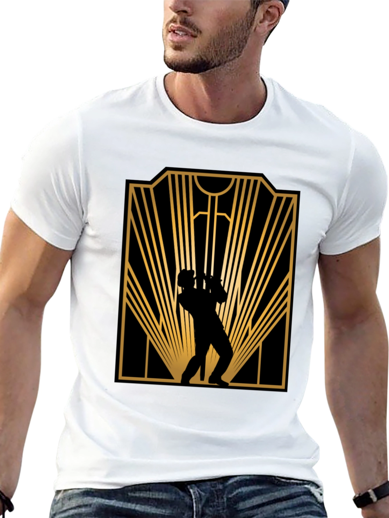 Retro Jazz Player Black Graphic T-Shirt