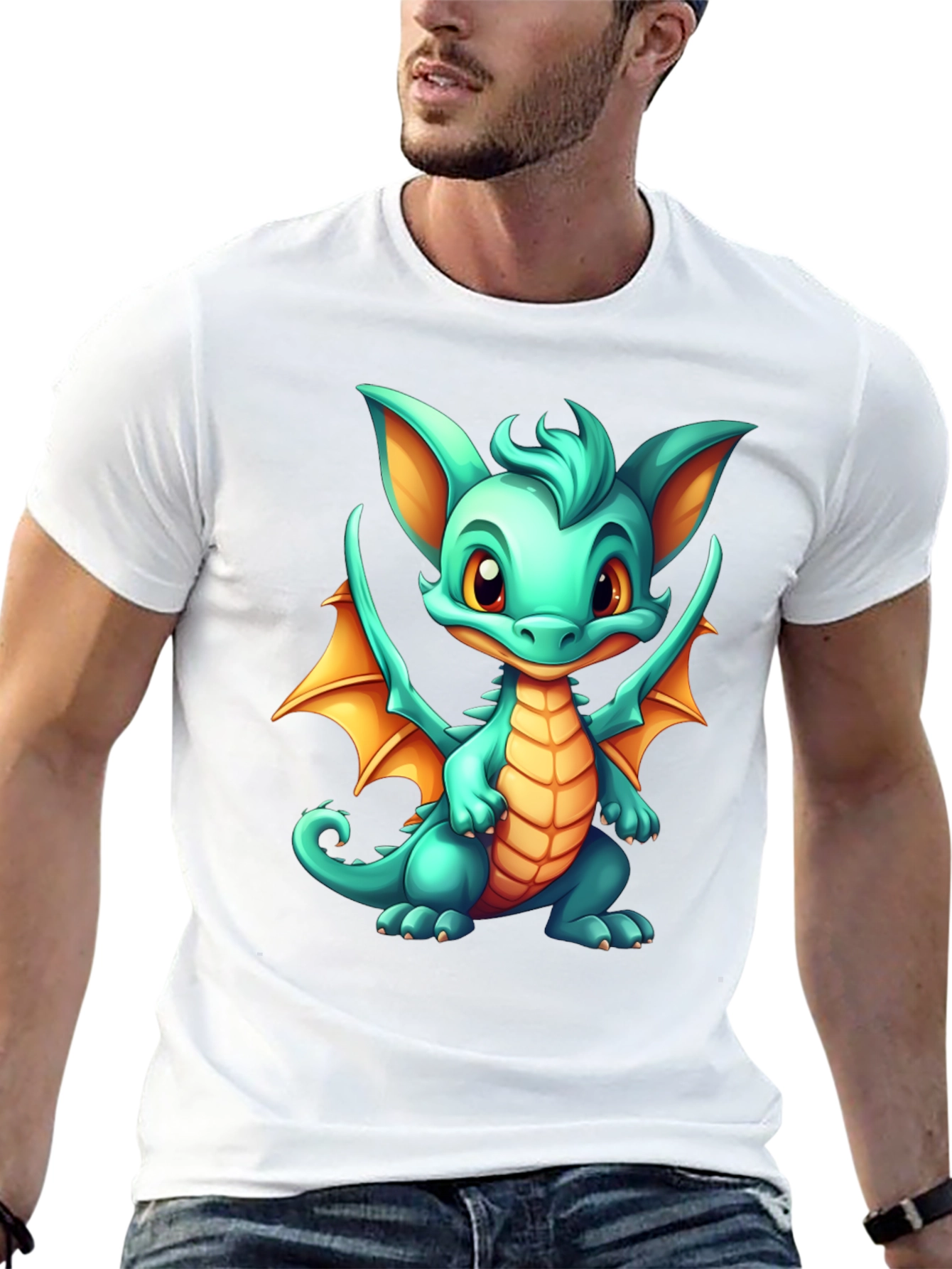 Cute Dragon Graphic Tee - Black Unisex T-Shirt