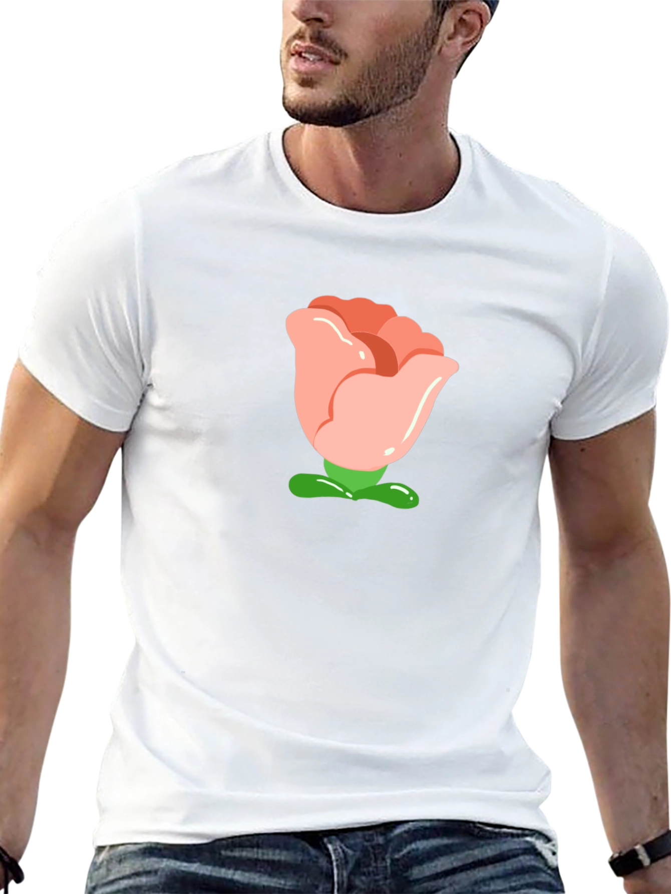 Cartoon Rose Graphic Tee - Black