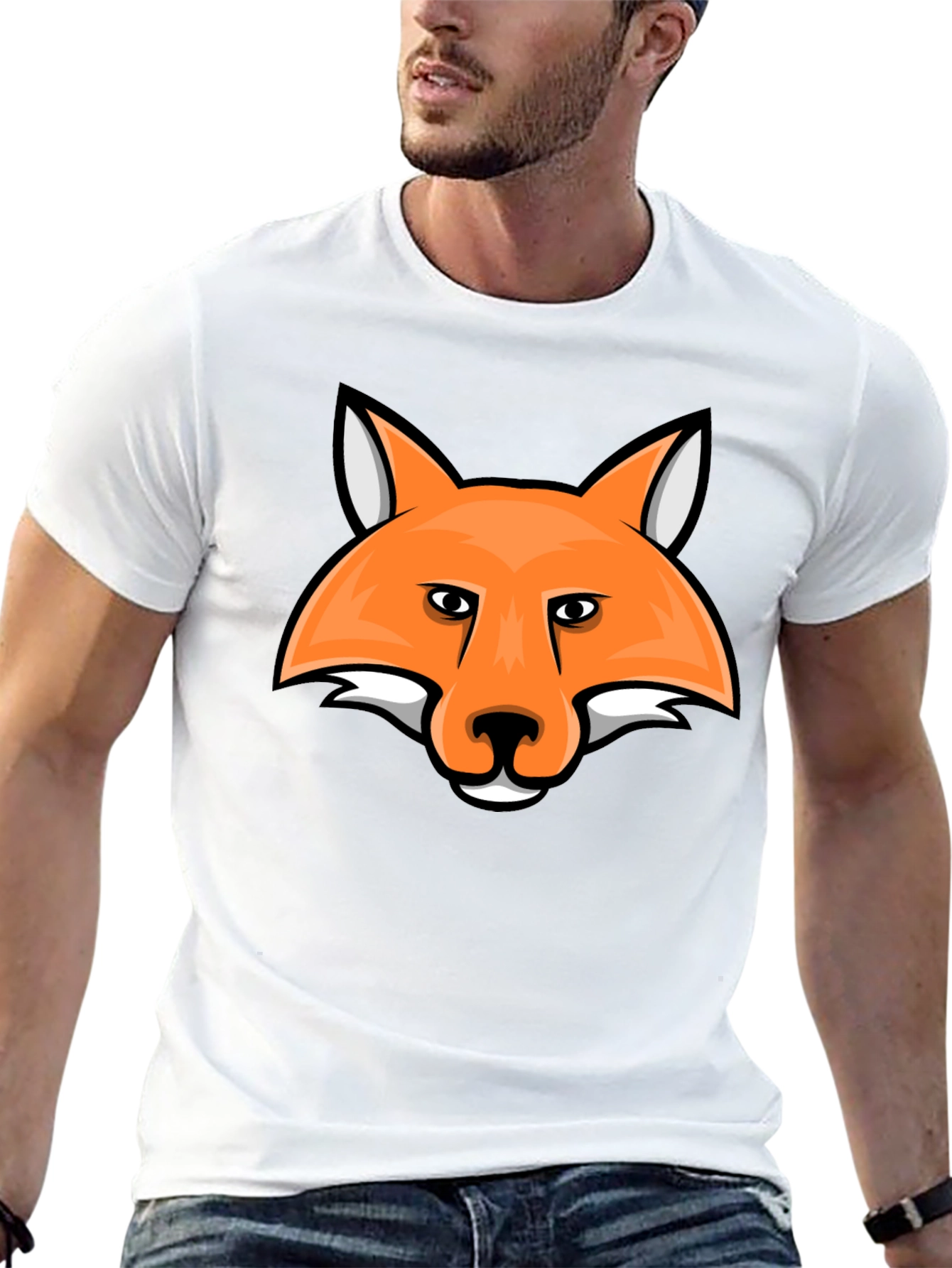 Fox Head Graphic Tee - Black Cotton T-Shirt