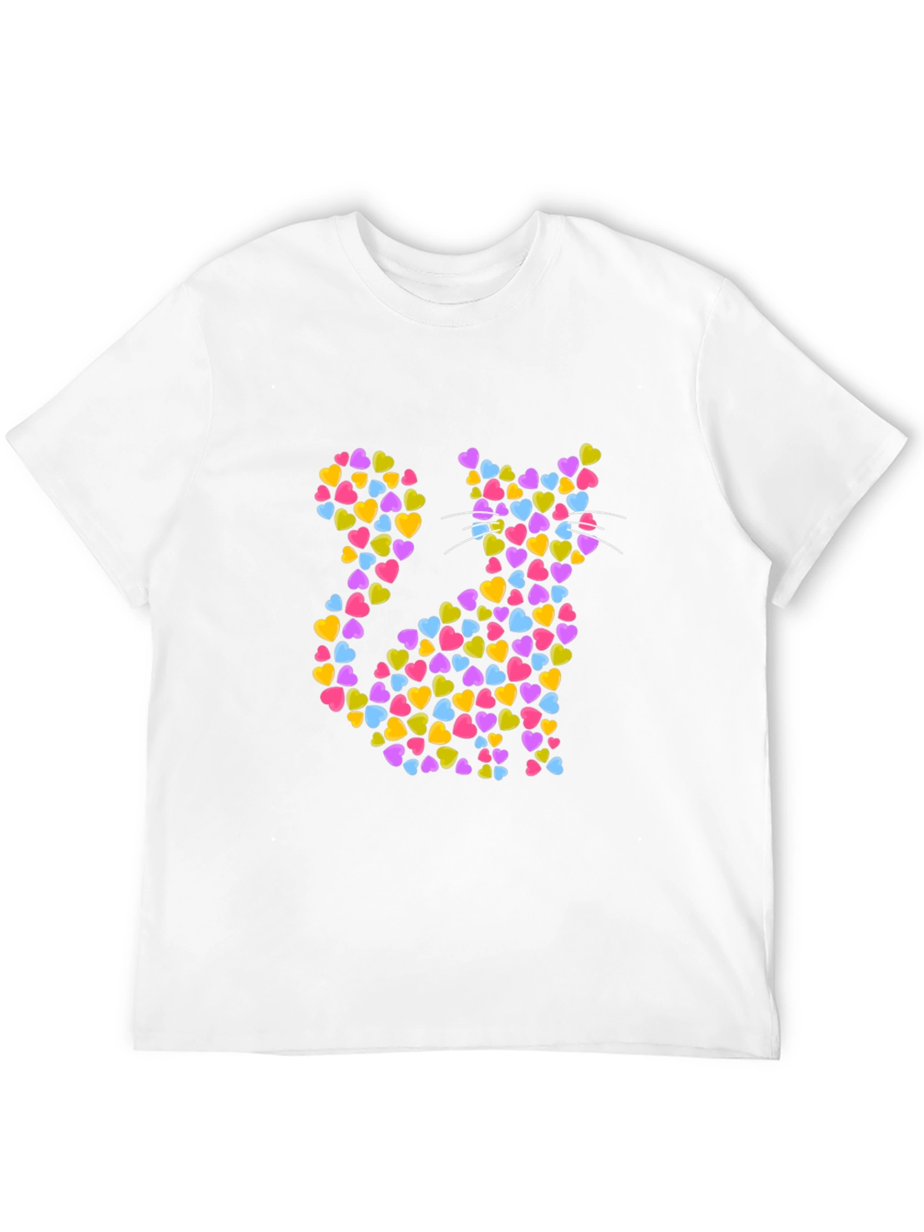 Heart Cat Graphic Tee - Black Unisex T-Shirt