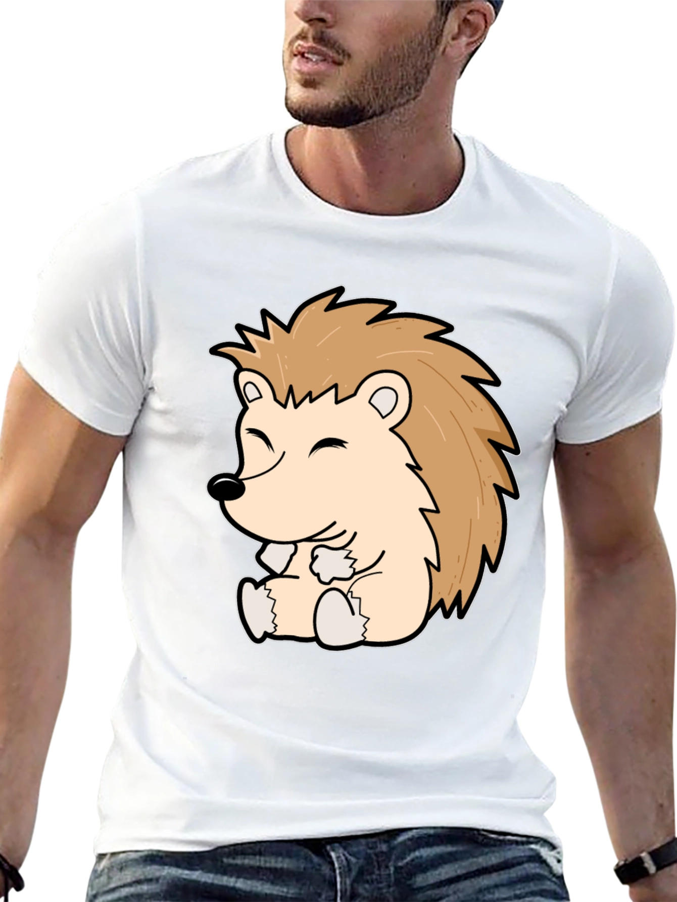 Cute Hedgehog Graphic Tee - Black Cotton Comfort